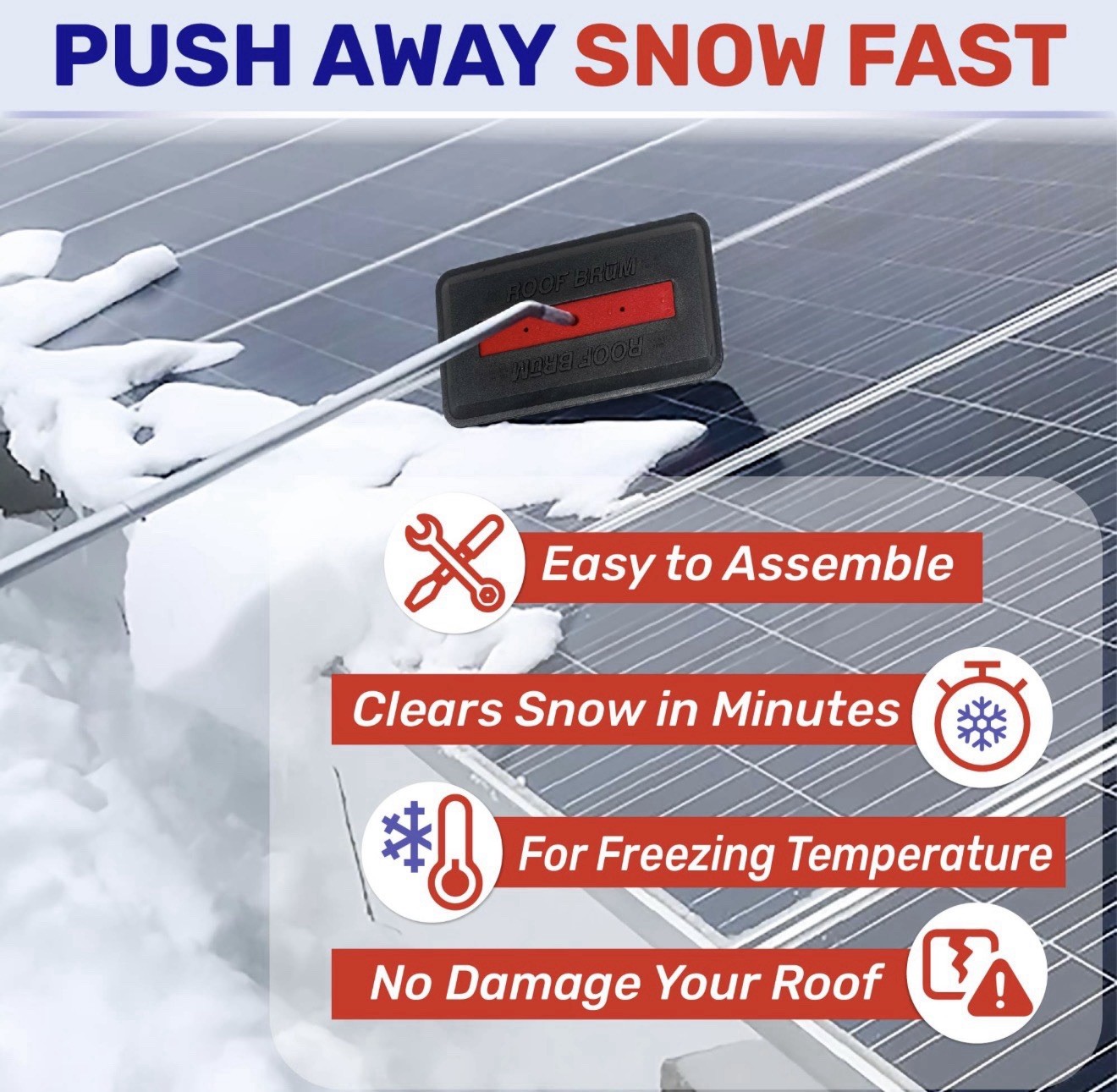 Mobile RoofBrum Snow Broom for Extra Large Vehicles, 12 Foot – No Scratch Snow