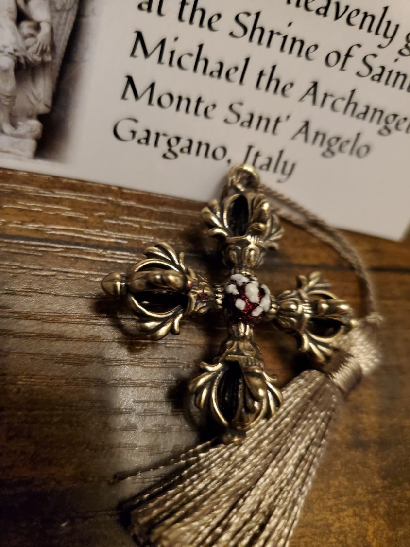 St. Michael Cross Medallion Stones Cave Monte Sant’Angelo Gargano Italy