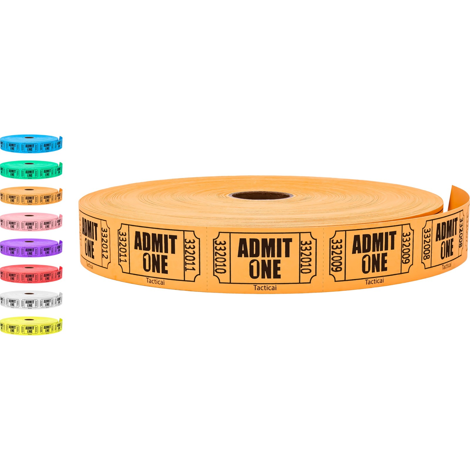 2000 Raffle Tickets Admit One Single Roll Events Entry Fundraiser Orange Prize