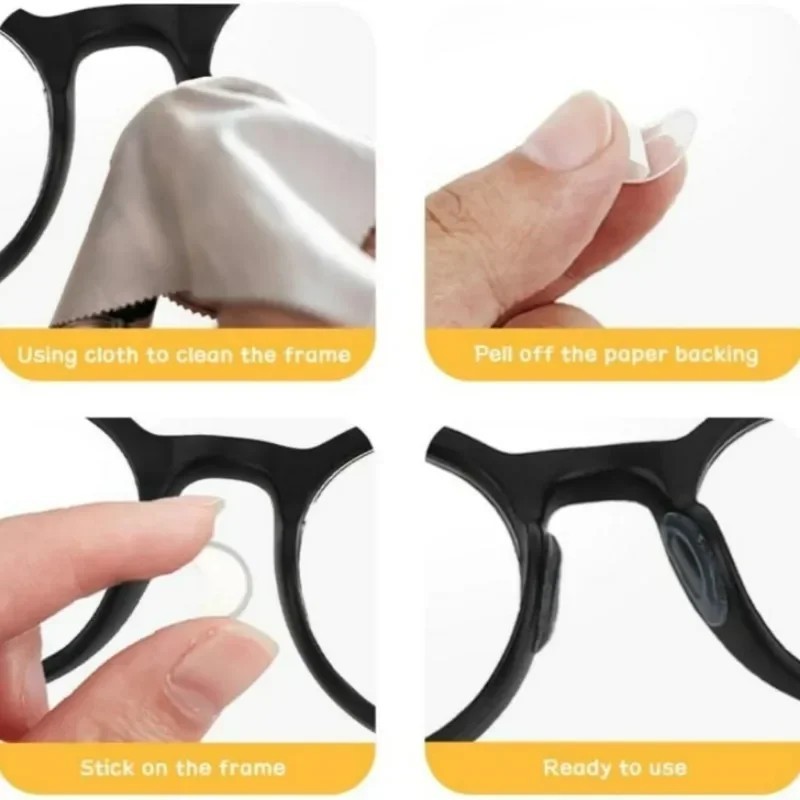8 Pc Soft Nose Pads Stick On Silicon Anti Slip Eyeglasses Sunglasses Glass White