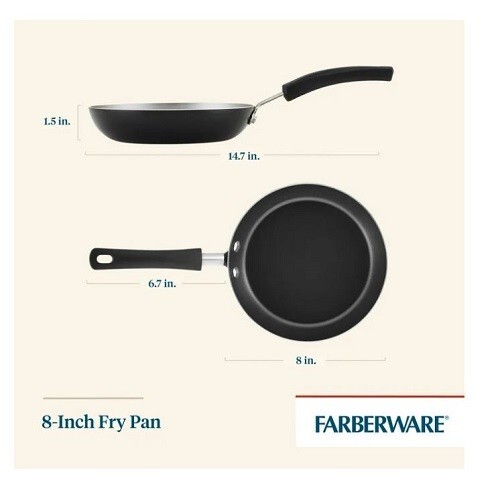 Farberware Easy Clean 8 Inch Aluminum Nonstick Frying Pan, Black New