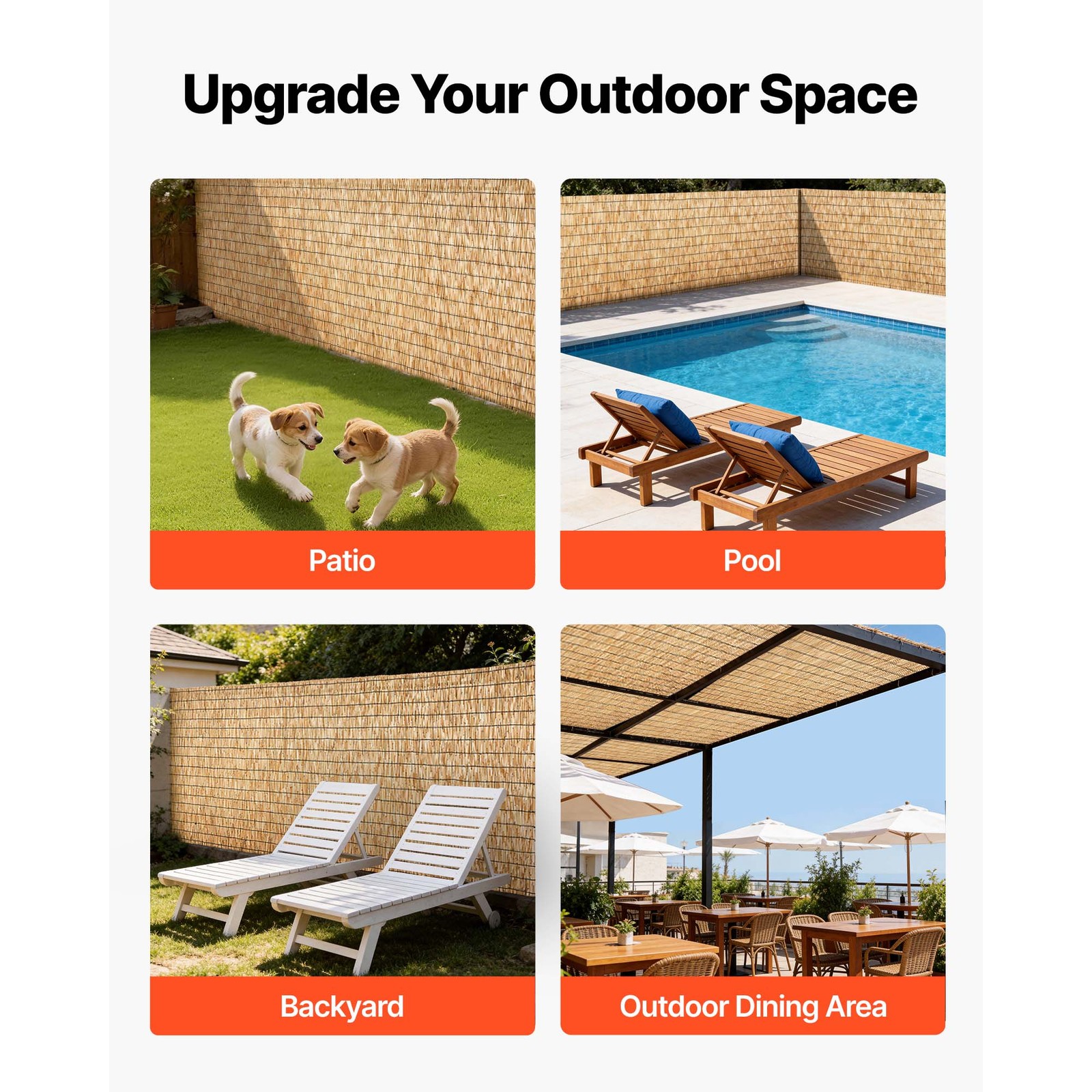 Uimoso Natural Reed Fence Panel 4 ft x 16.4 ft Privacy Screen Roll for Garden