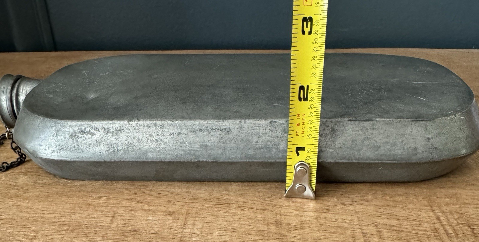 ANTIQUE PEWTER ABERCROMBIE & FITCH 24 OUNCE FLASK|CANTEEN WITH CHAIN