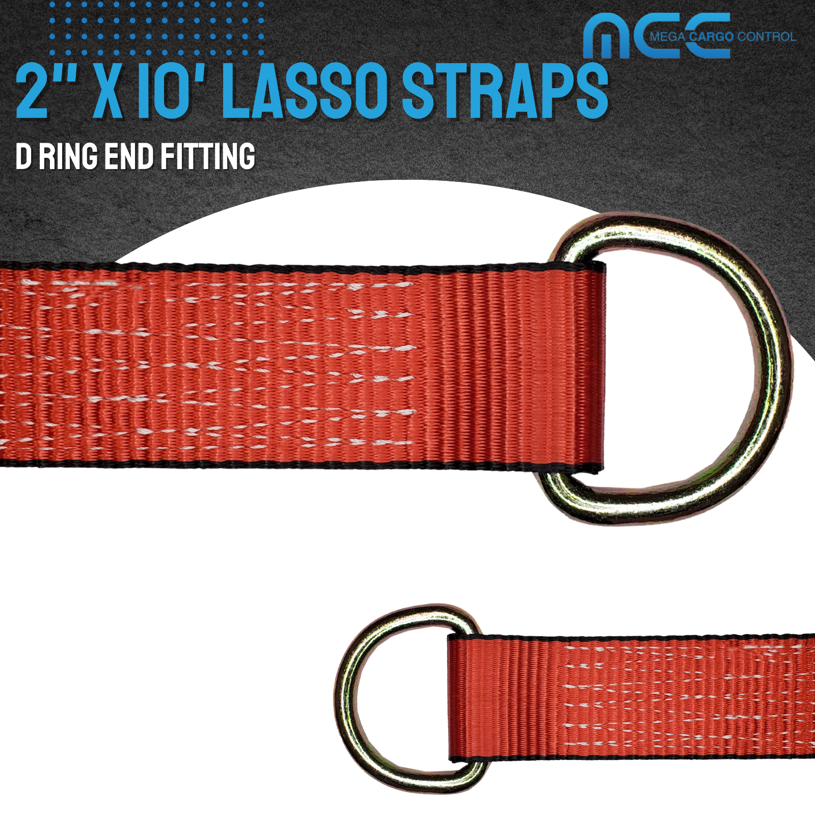 4 Pack 2" x 10' Lasso Strap w/ D Ring Auto Tie Down Wheel Lift Tow Truck Trailer