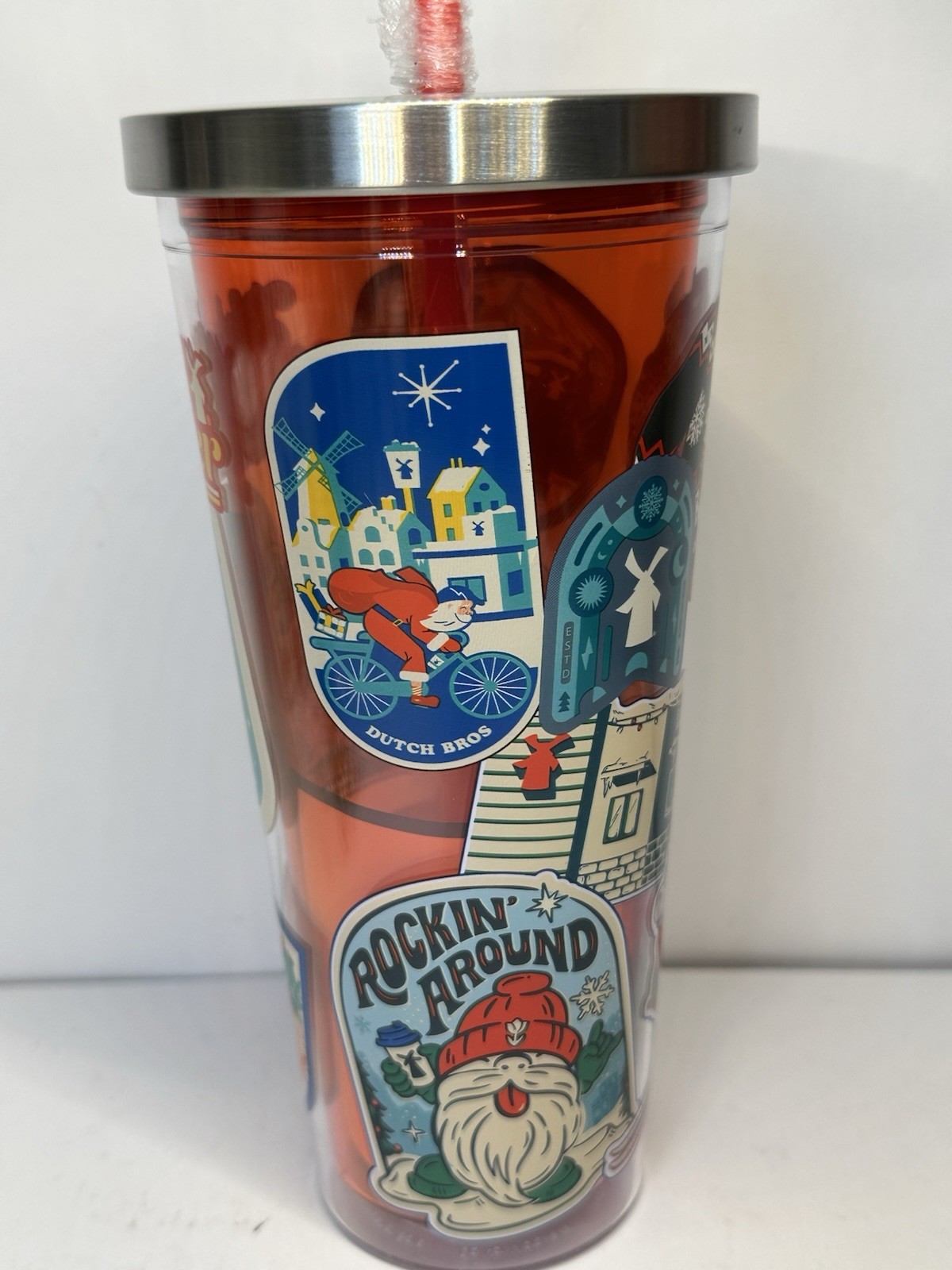 NEW Limited Edition Dutch Bros 24 oz Holiday Tumbler Red 2024 w/Straw