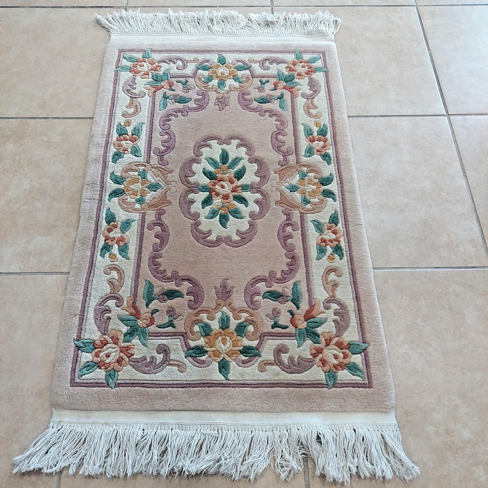 2'3 x 3'6 Chinese Aubusson Medallion Oriental Rug Floor Runner Hand-knotted Wool