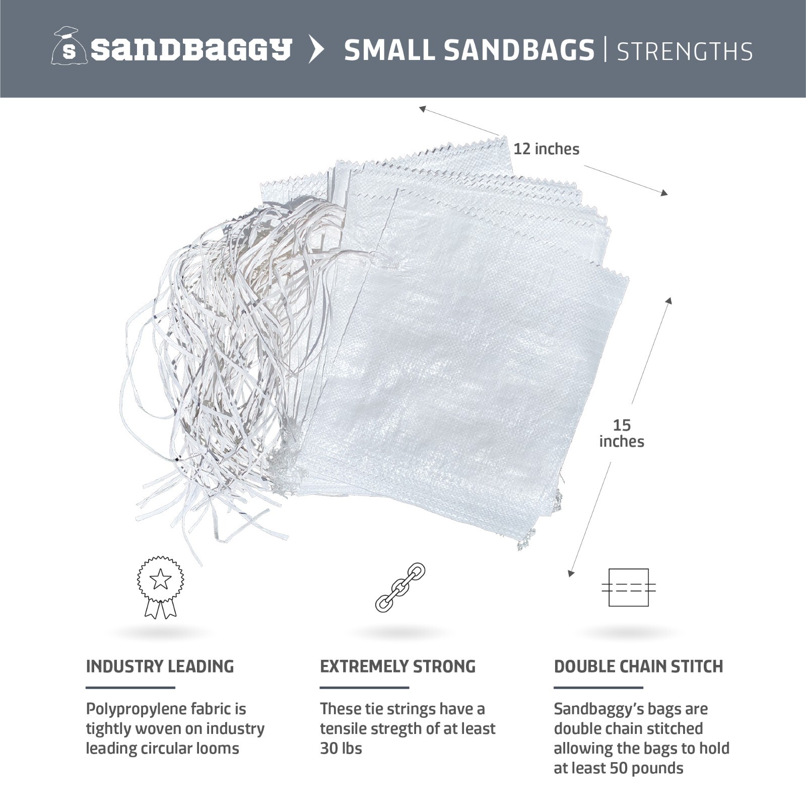 Sandbaggy 12-inch x 15-inch Small Sandbags | UV Protected | Sand Bag Empty