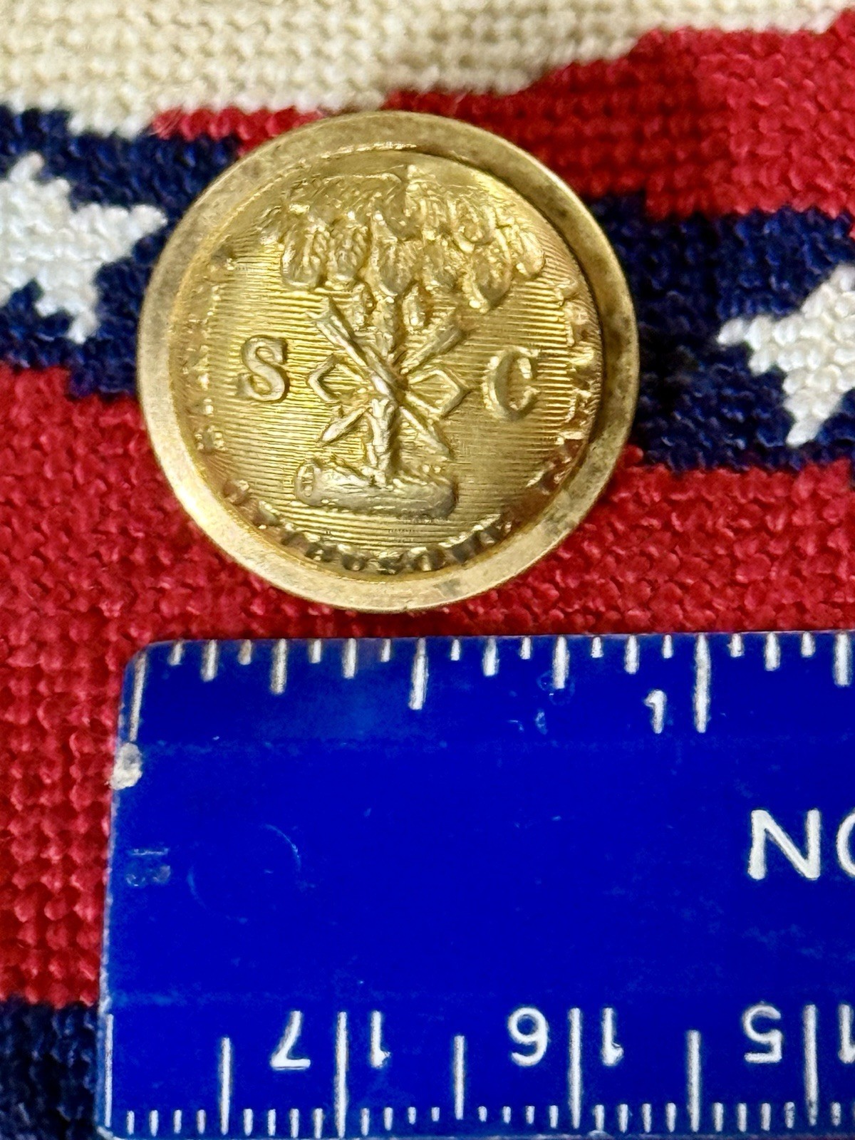 SC Palmetto Civil War Coat Button Jacob Reeds Sons Excellent Gilt Bubble Style
