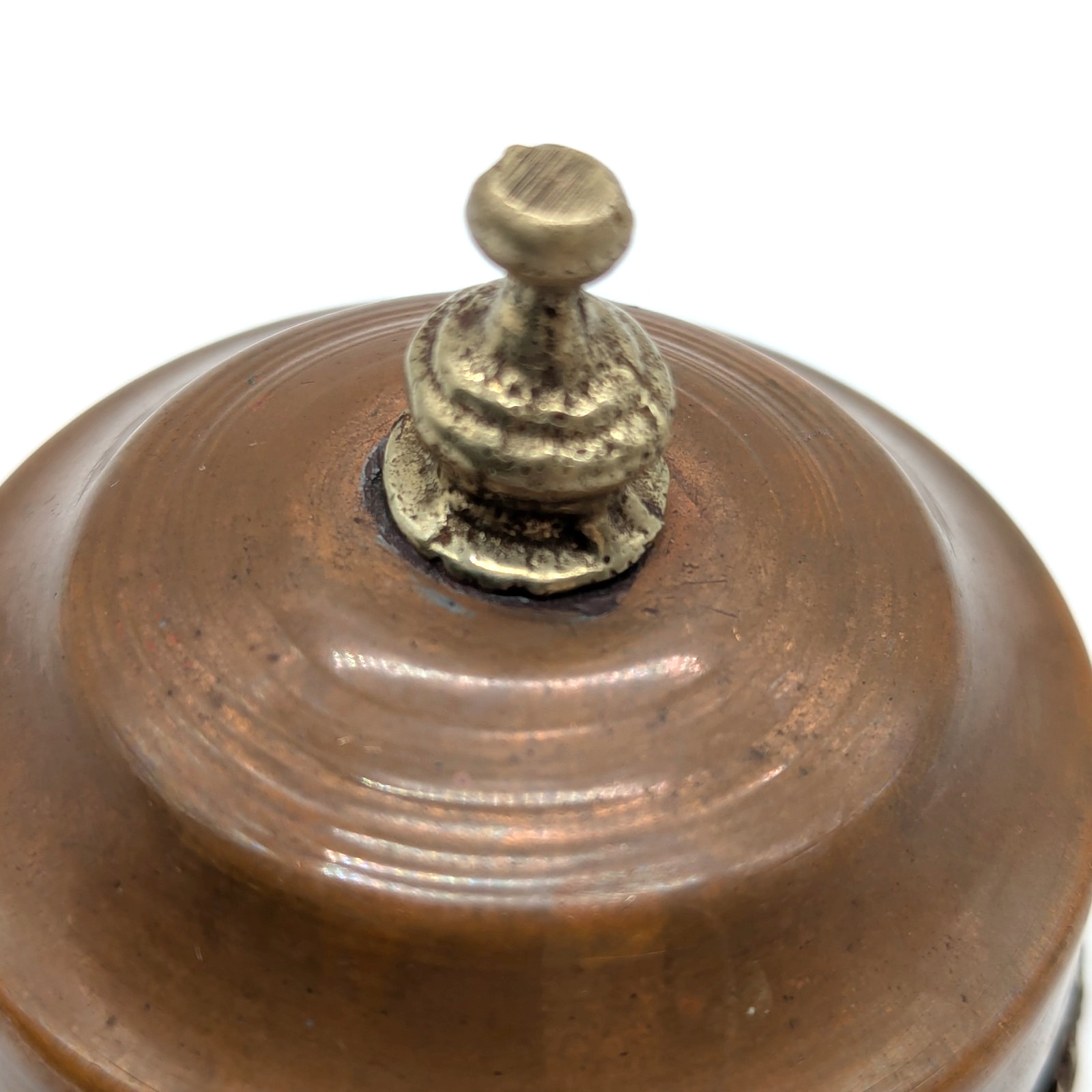 Dragon Copper Jar w/ Silver Tone Ritual Ginger Trinket Urn 3" Tibetan