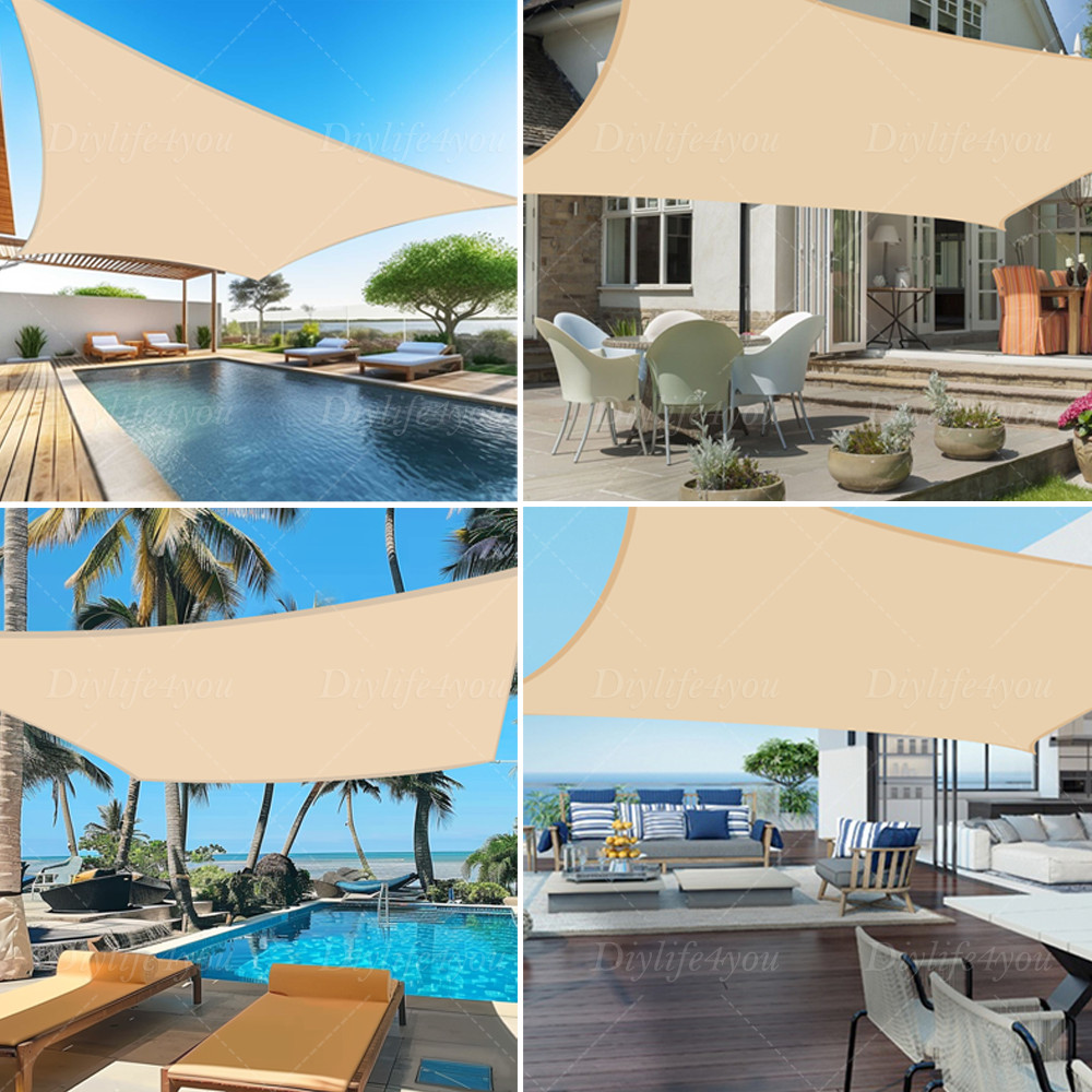 Waterproof Shade Sail Patio Awning Outdoor Garden Pool Sun Canopy Shelter Cover