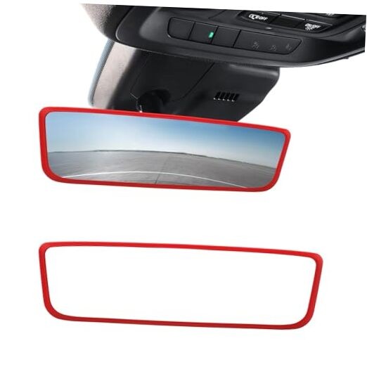 Car Rear View Mirror Protector Frame, Silicone Rearview Mirror Edge Red