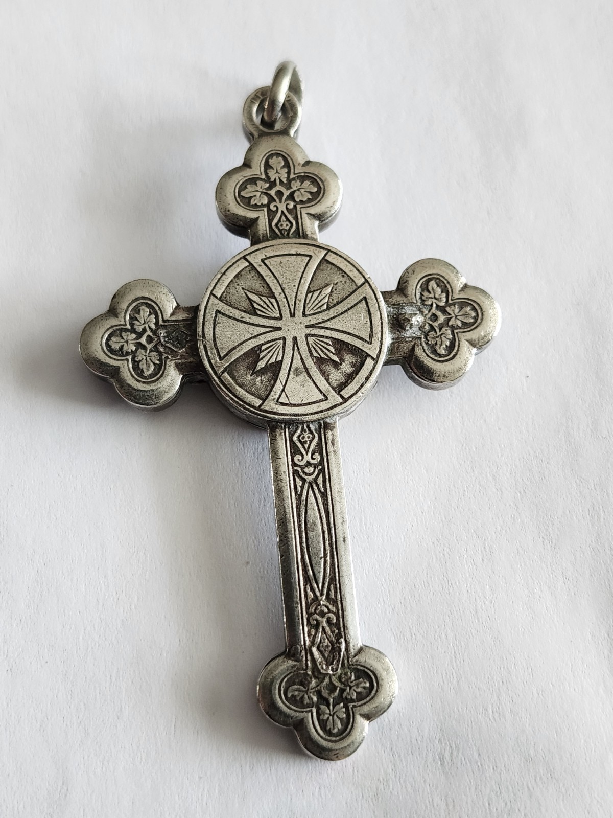 Antique Silver St. Anthony M. Claret Catholic Reliquary Relic Crucifix