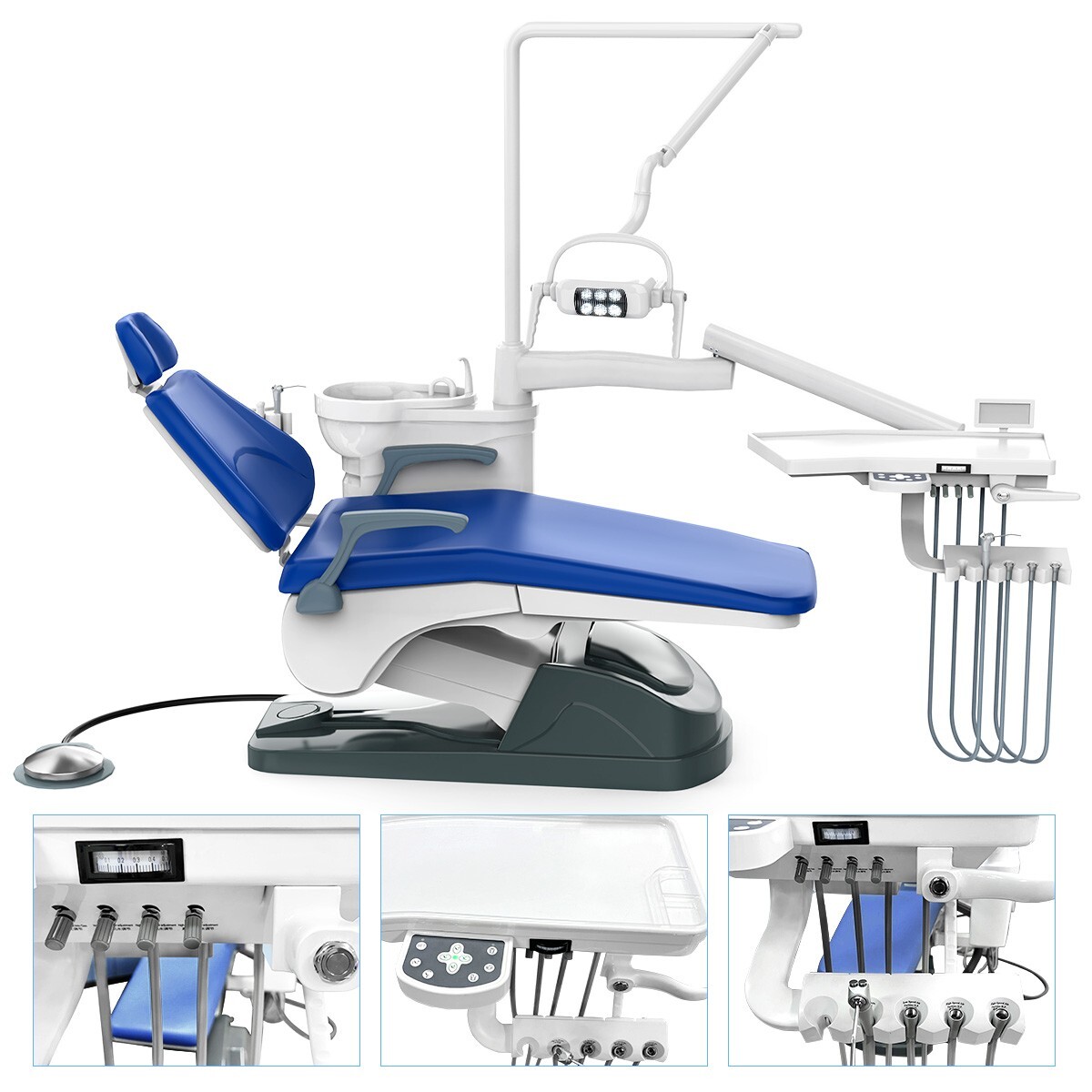 Unidad de Silla Dental Sillon Motor DC Cuero Duro PU/Kit de Pieza de Mano USA
