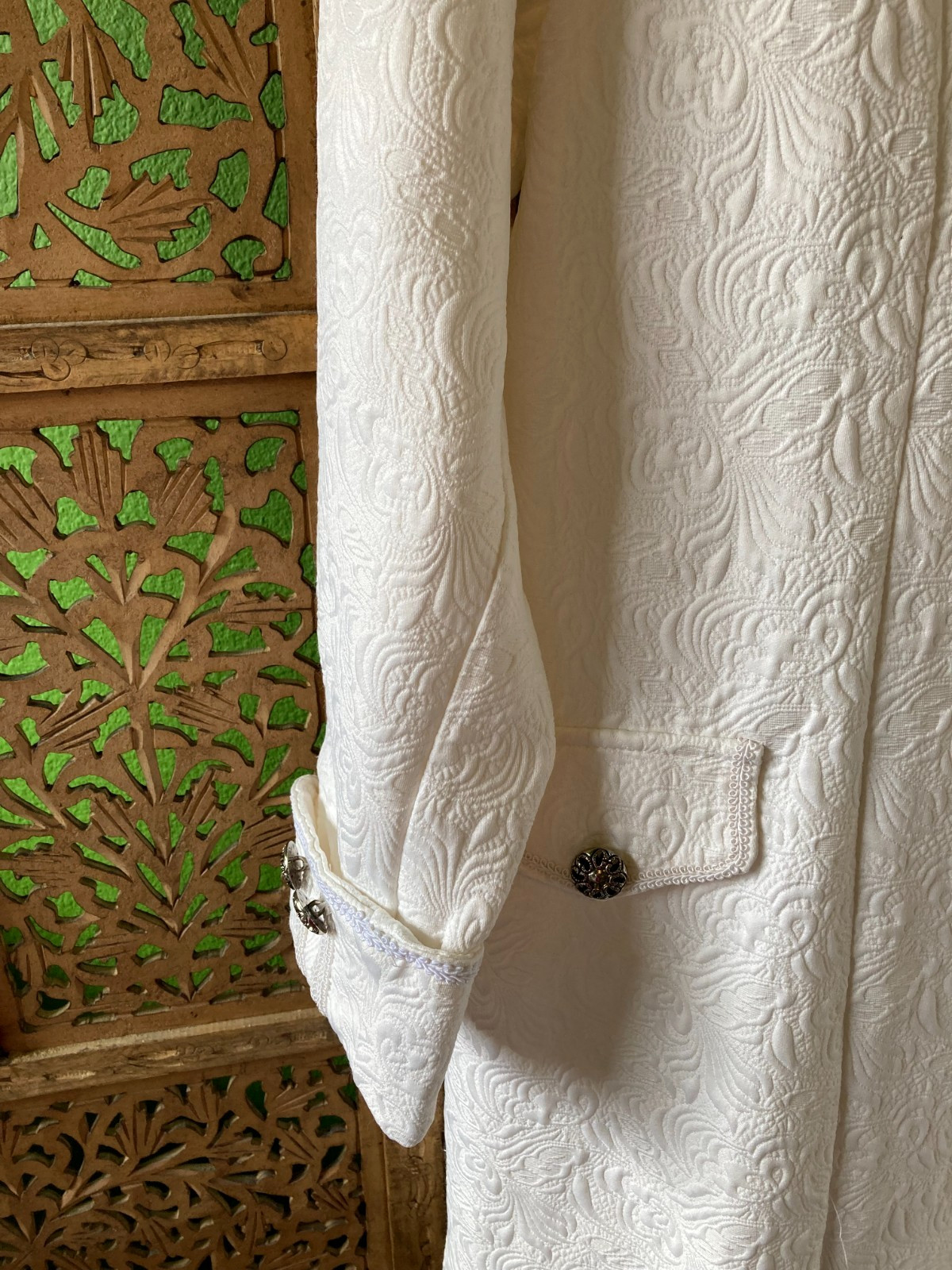 18th Century Colonial Coat Revolutionary White Damask Jacket Cosplay Halloween