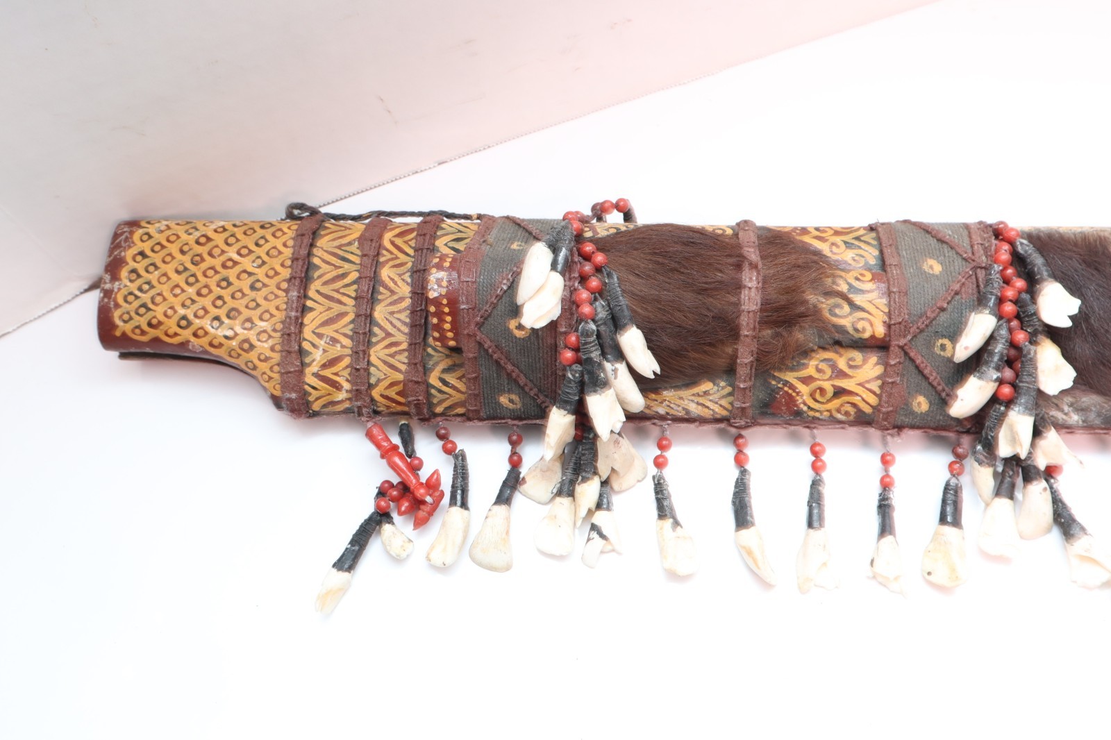 Borneo Indonesian Dayak Mandau sword saber with dagger, used