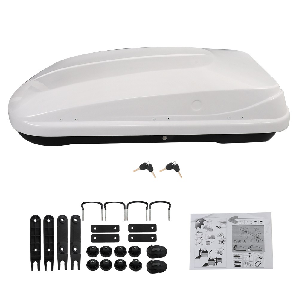Labwork 14 Cubic Feet ABS Car Roof Top Box Cargo Luggage Carrier White W/2 Locks