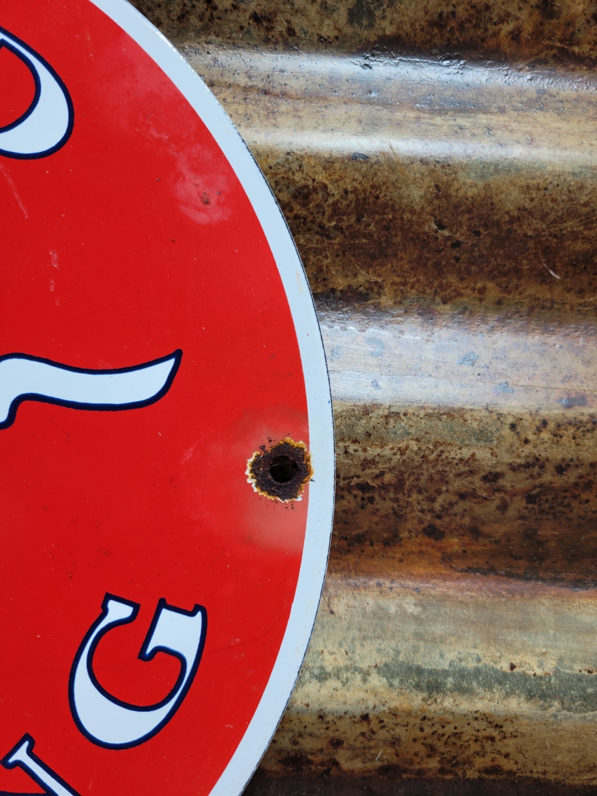 VINTAGE FORD MUSTANG PORCELAIN SIGN OLD FOMOCO MOTOR SERVICE AUTO PARTS HORSE