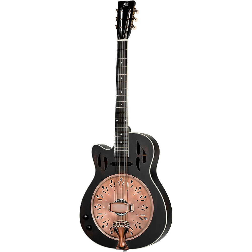 Ortega Left-Handed Concert Cutaway A/E Resonator Guitar Blk 197881417611 OB