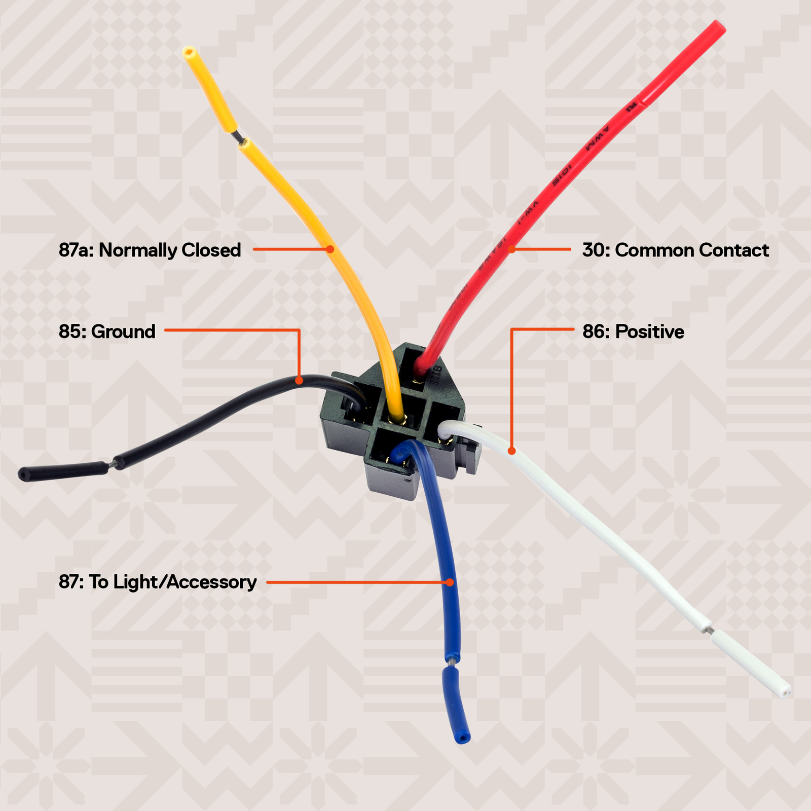 SPDT Interlocking Bosch Style 5-Pin Relay Socket Harness Base w/ Wires