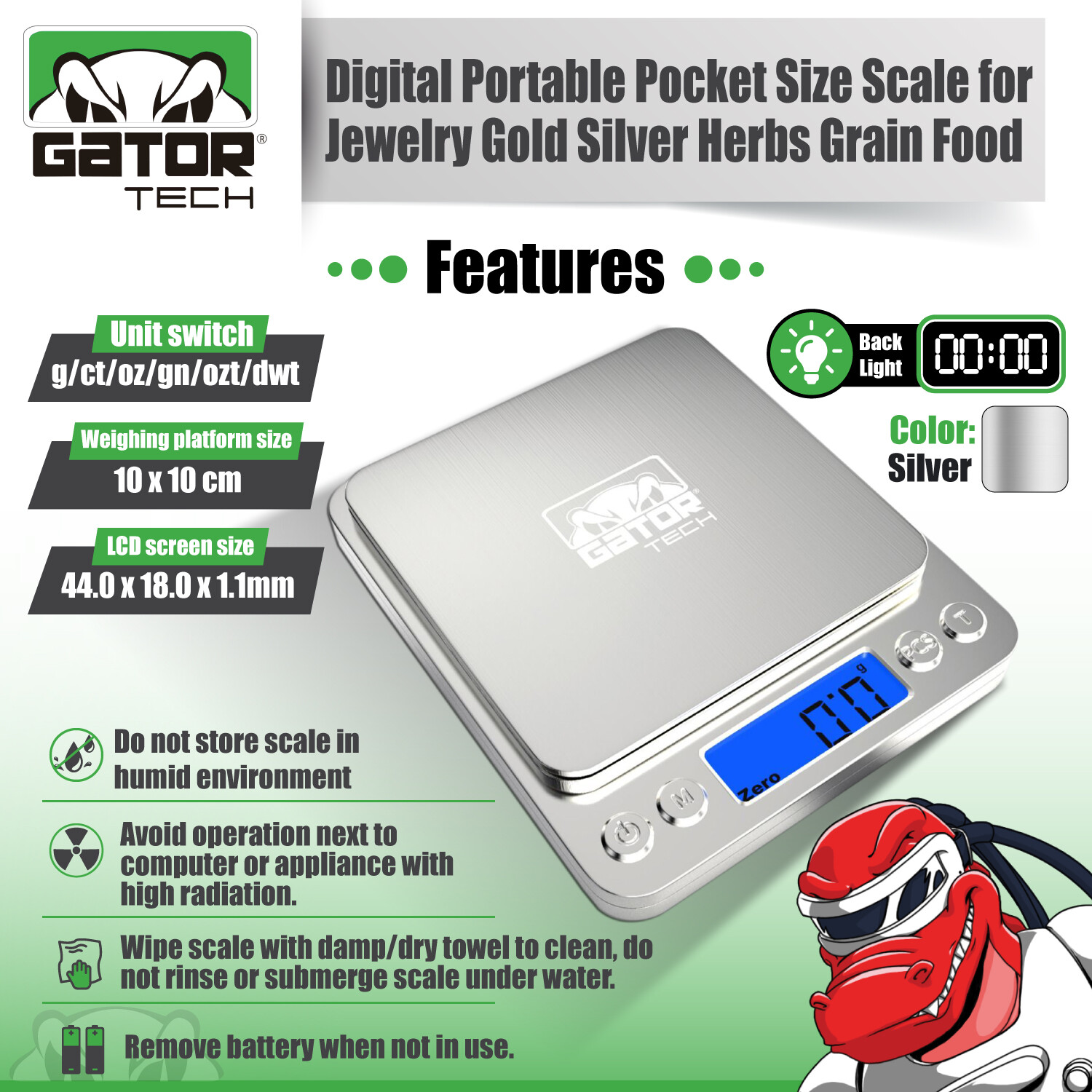 Digital Weight Scale Kitchen Jewelry Gold Grain Food MiniSize Gram 2000g x 0.1g