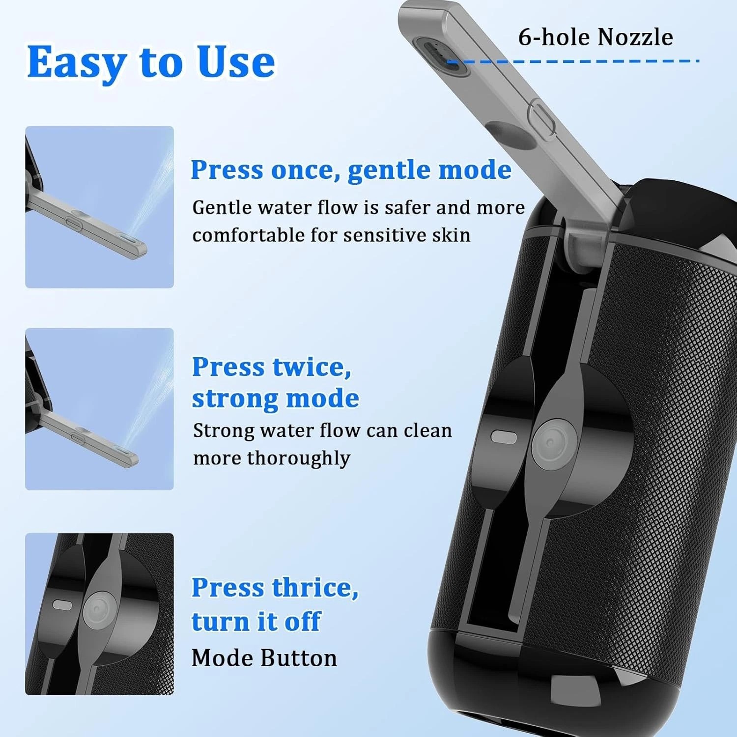 Rechargeable Portable Bidet for Holiday Travel Electric Sprayer High Pressure，l