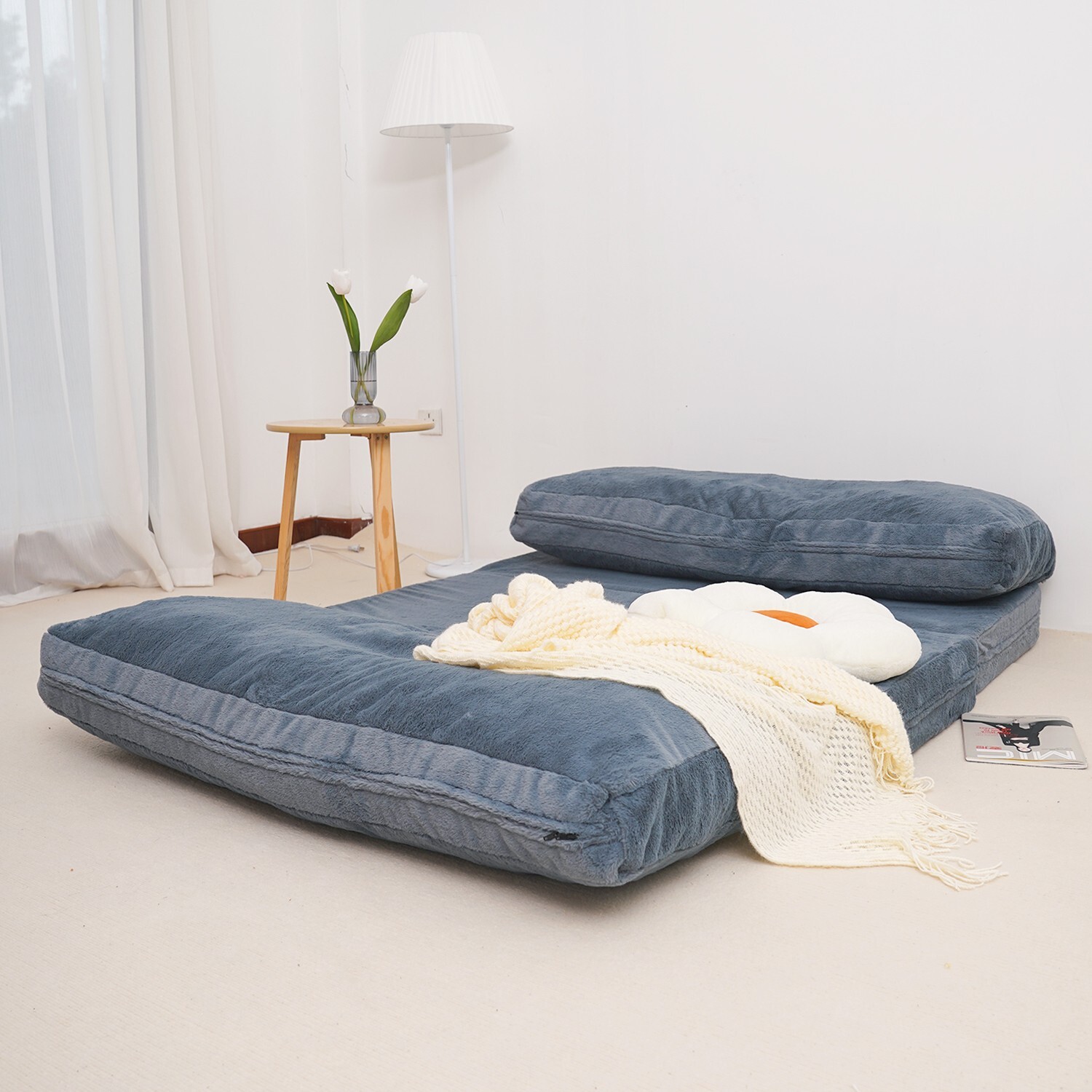 N&V Foam Foldable Sofa, Foam Filling Folding Sofa Bed, Bean Bag Floor Bed Sofa