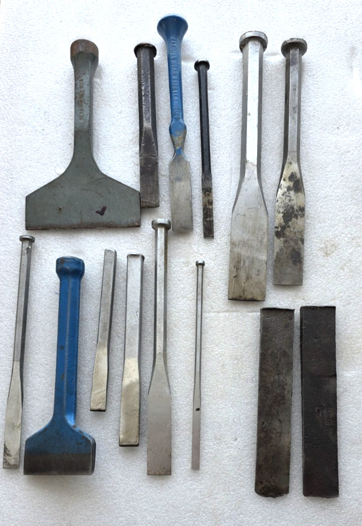 Lot of Vntg Blacksmith Tools Forge Metal Work Sculpture Tools Hammers Chisels