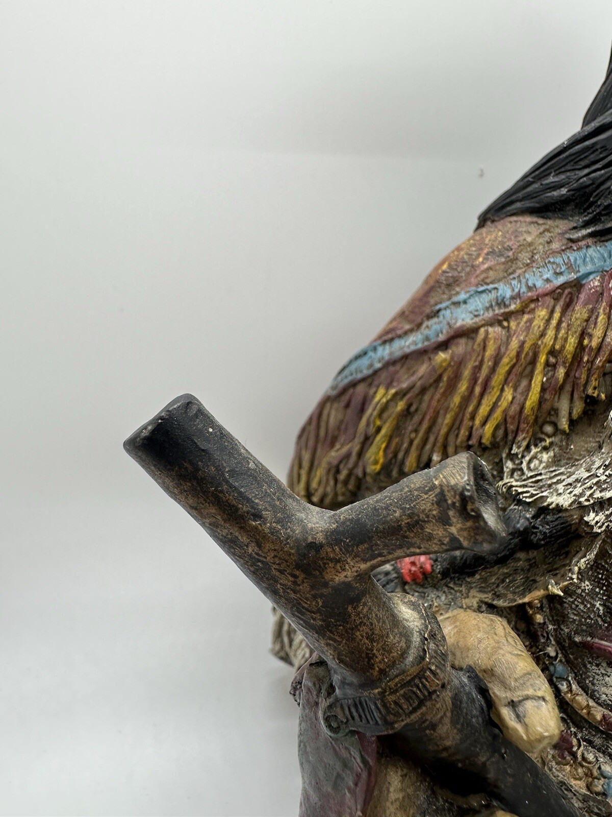 Native American Indian Large Bust Resin Sculpture Hand Painted Very Detailed