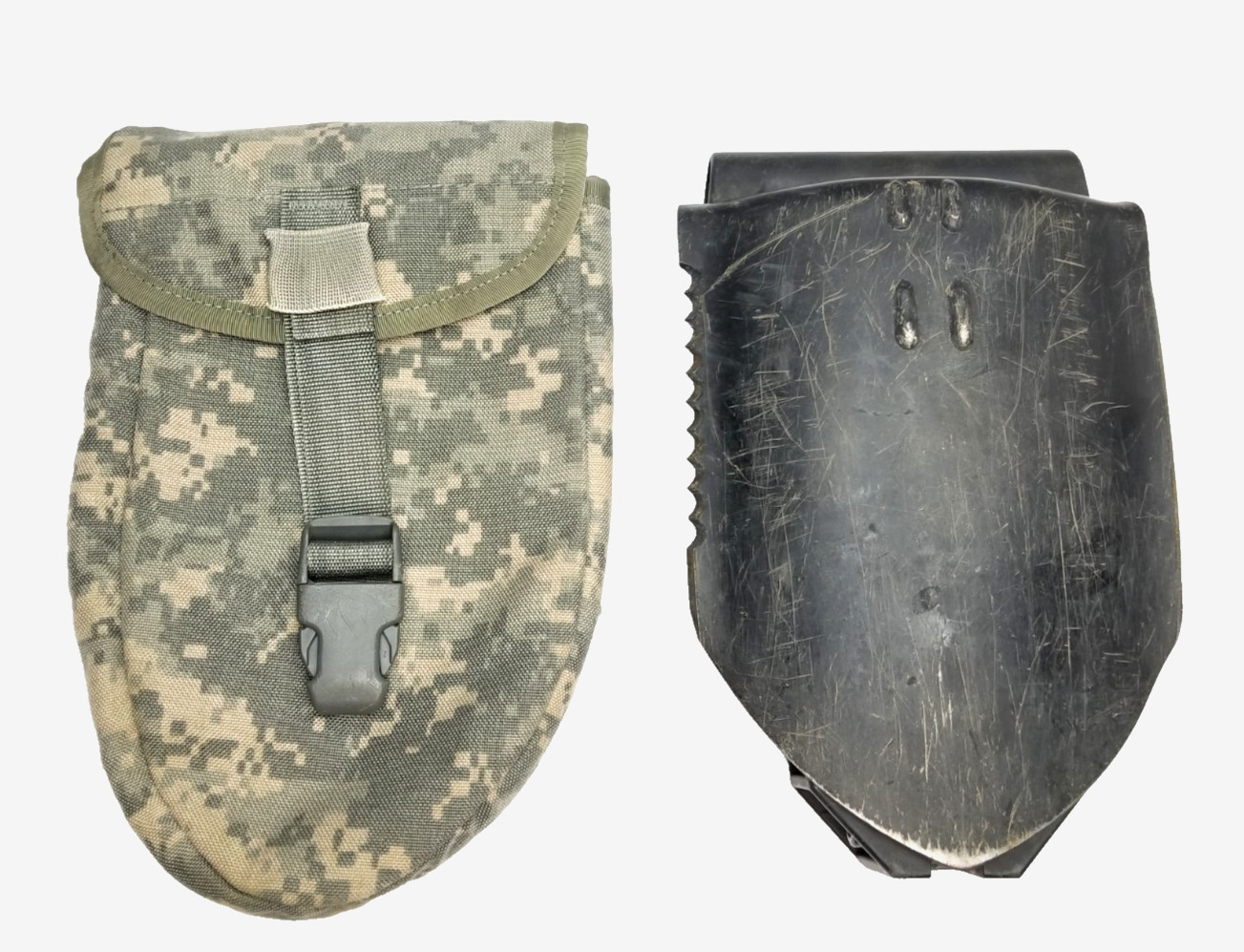 USGI Military GERBER E-TOOL ENTRENCHING TOOL SHOVEL w/ ACU DIGITAL COVER - VGC