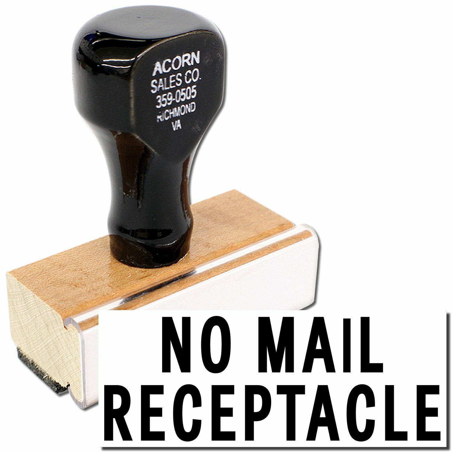 No Mail Receptacle Rubber Stamp Size 1/2" Tall x 1-1/2" Wide
