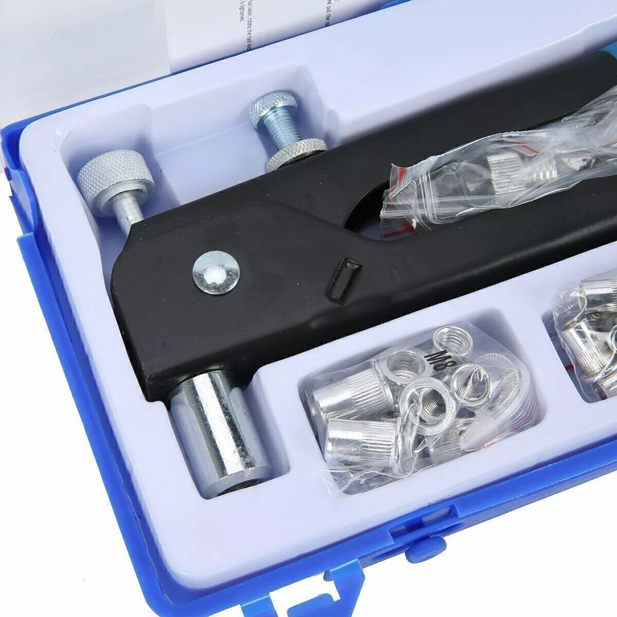 86pcs Threaded Nut Rivet Gun M3/M4/M5/M6/M8 Riveter Rivnut Setter Riveting Kit .
