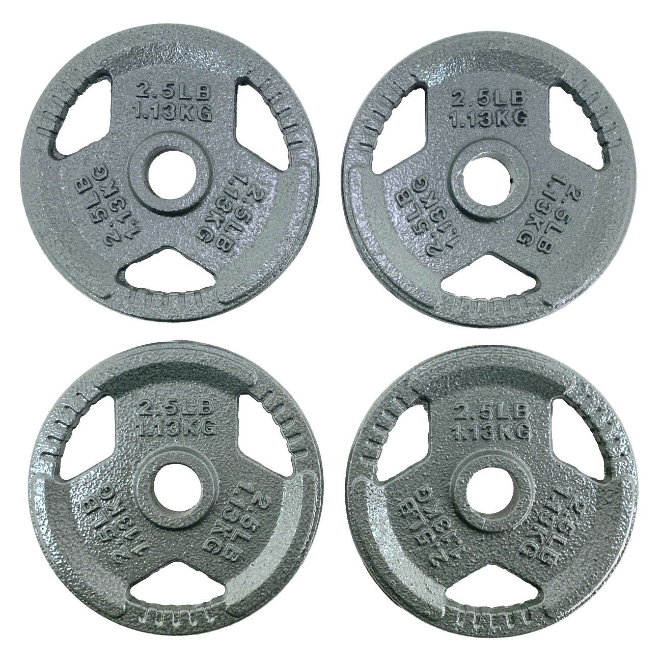4-PACK 2.5 lb Enamel Coated 1" Barbell Weight Plates Cast Iron Grip-Handles
