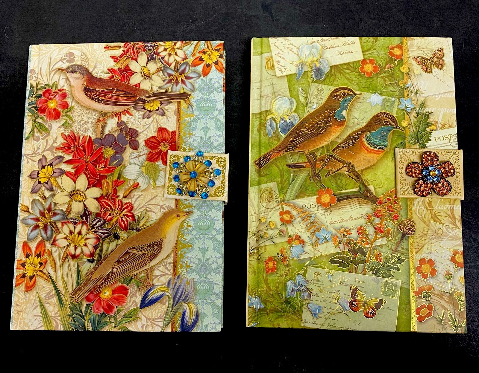 Punch Studio Boutique Brooch Journal Bluethroat Bird & Postcards Diary Notebook