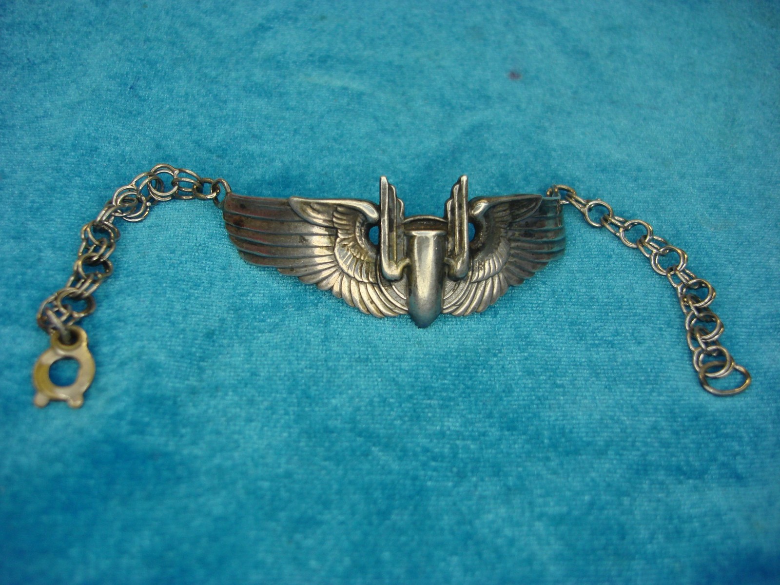 U.S. ARMY AIRFORCE AERIAL GUNNER WINGS CONVERTED TO BRACELET - STERLING SILVER