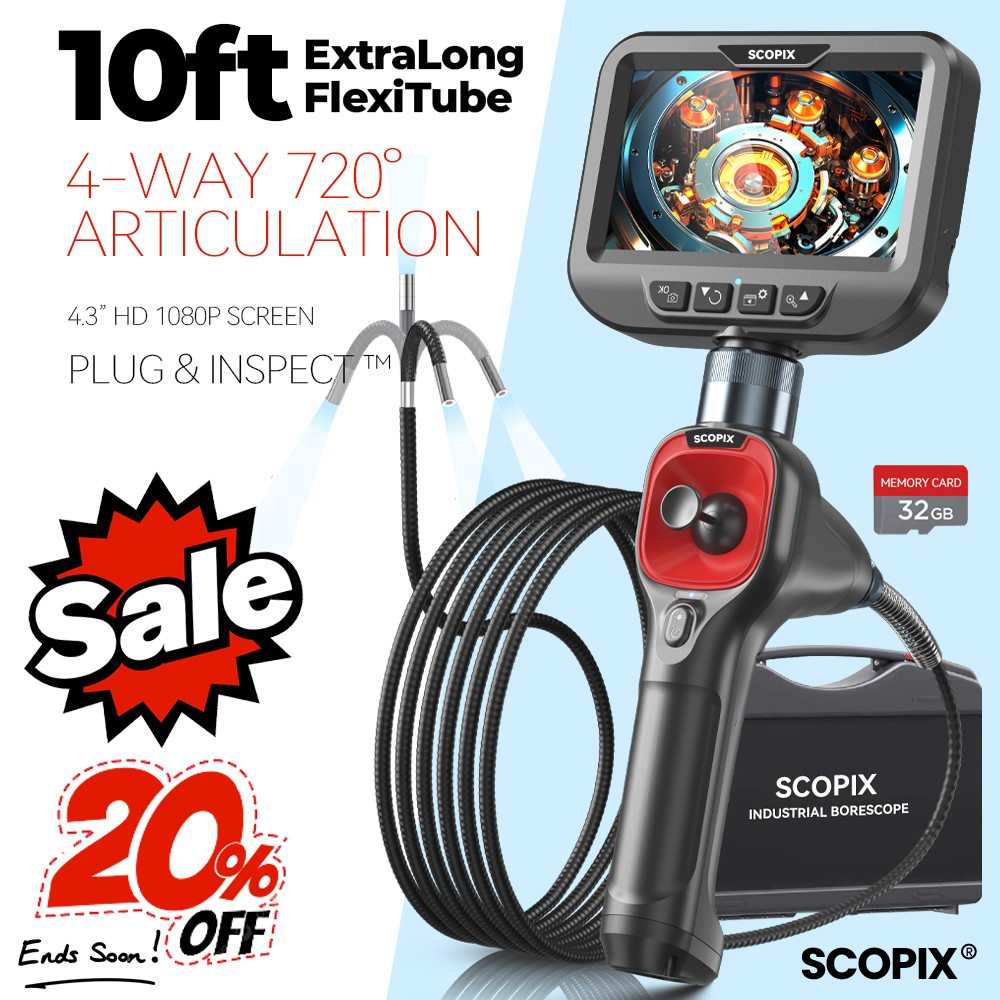 5/10ft 4-Way Articulating Borescope Endoscope w/ light Inspection Camera Ralcam