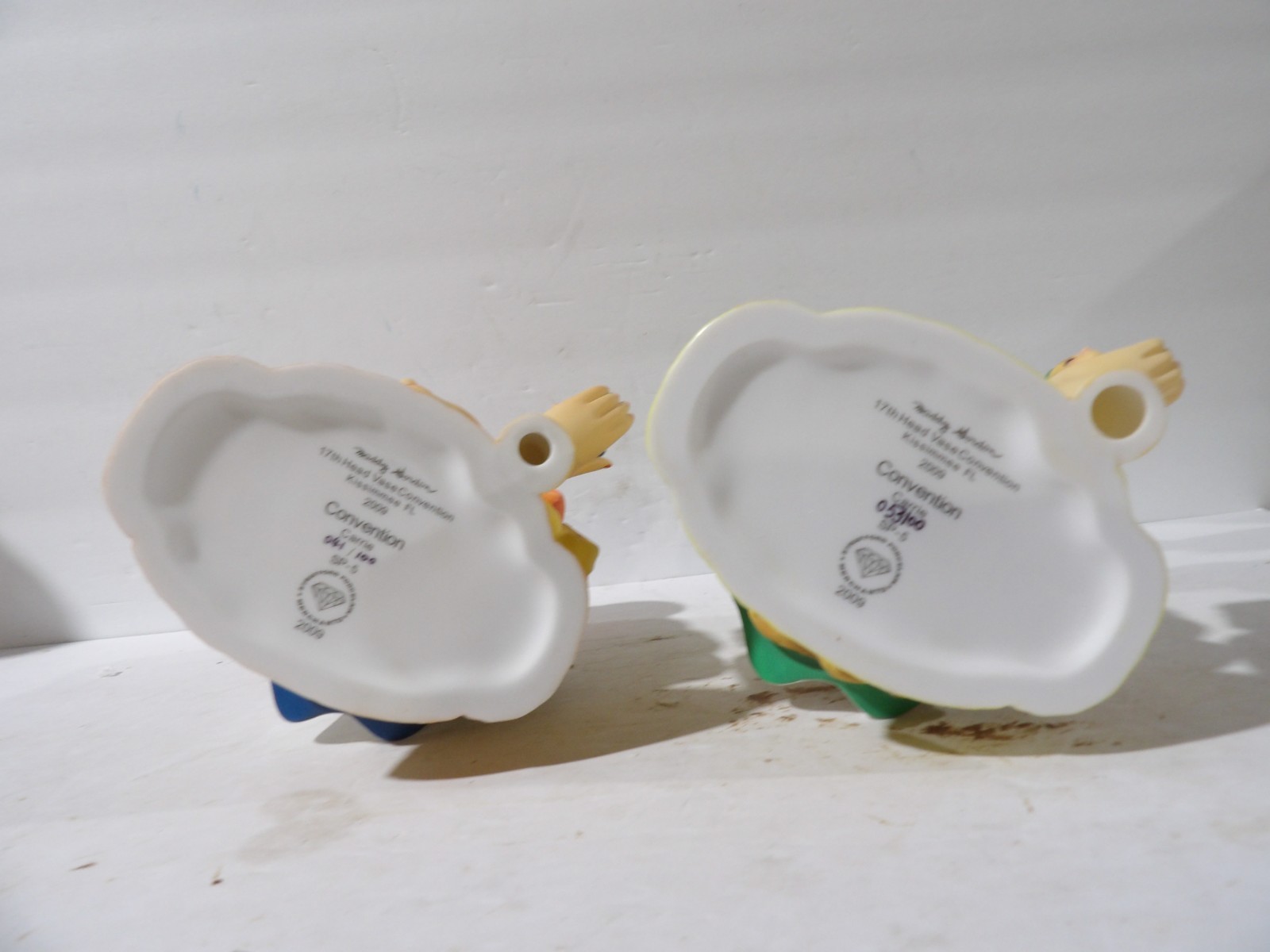 7 Inch 2009 Convention Head Vase's Orange & Green Ribbon Great Vase's 2 Total