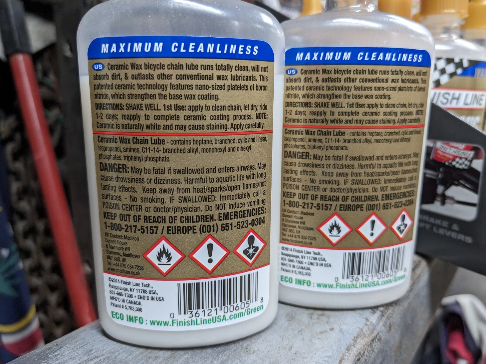 2x 4oz /8oz Finish Line Ceramic WAX Bicycle Chain Lube Drip Squeeze Bottles