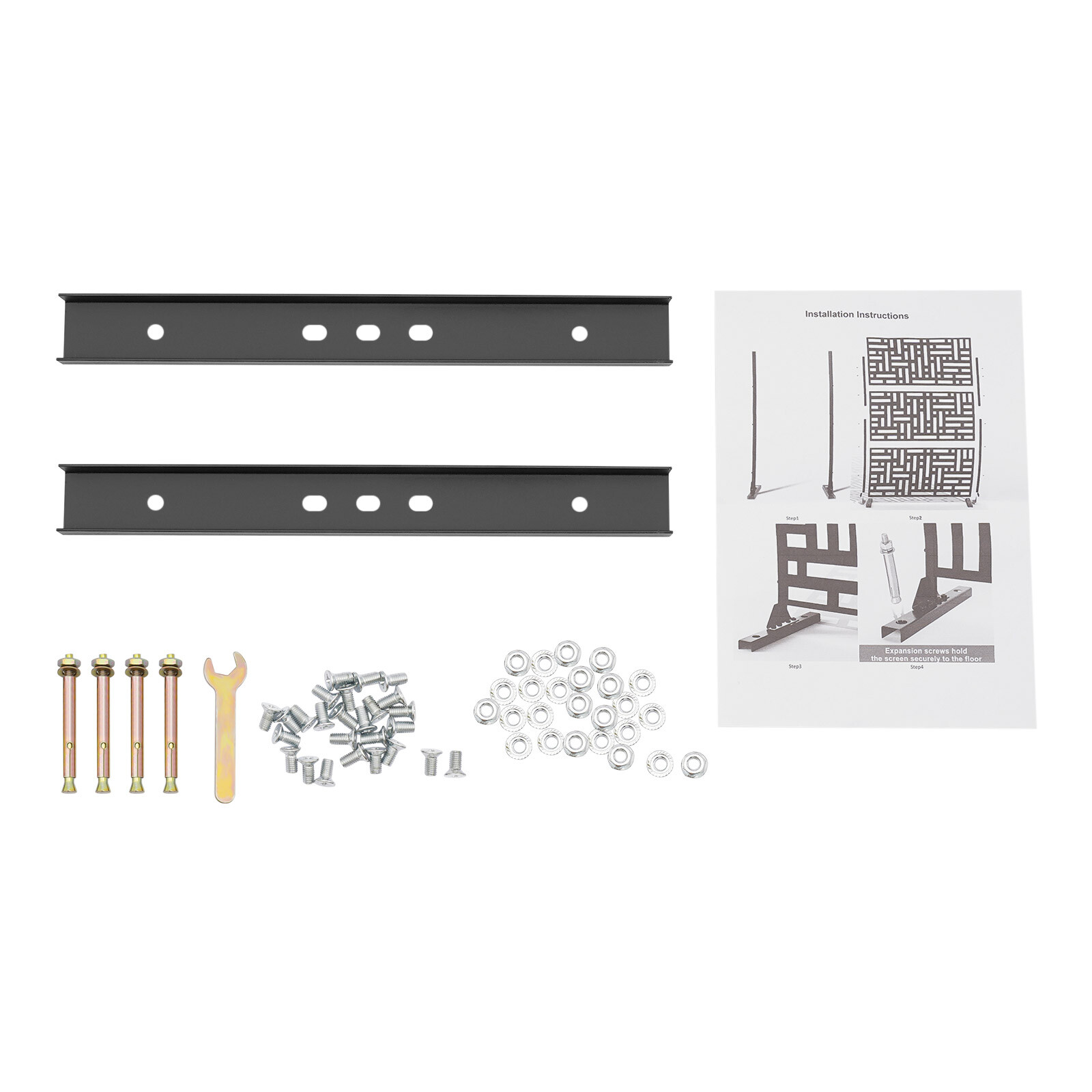 Black 35.4*74.8in Privacy Screen Freestanding Laser Cutting Privacy Fence Screen