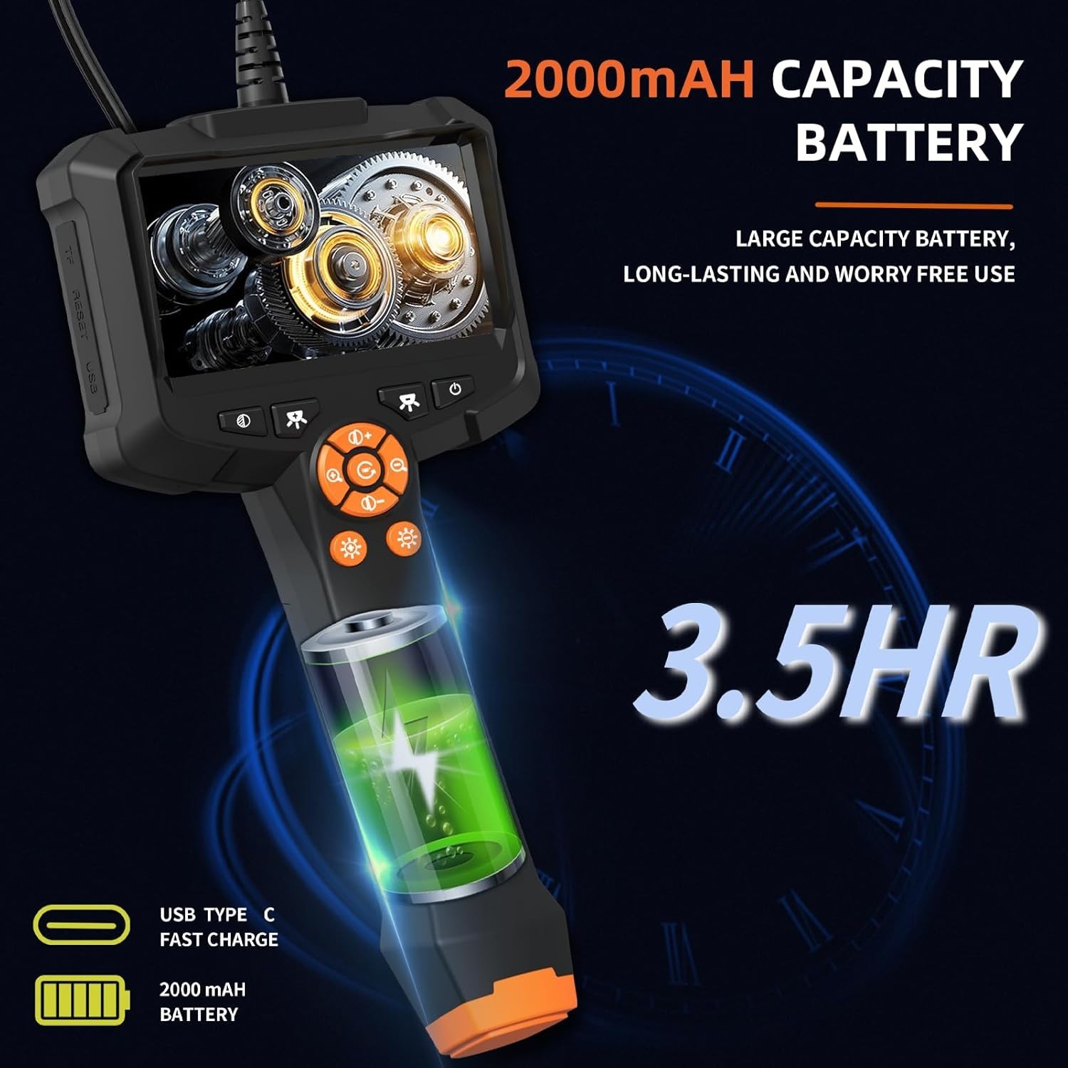 Endoscope Camera 1080P HD Snake Borescope with Light Articulating Waterproof