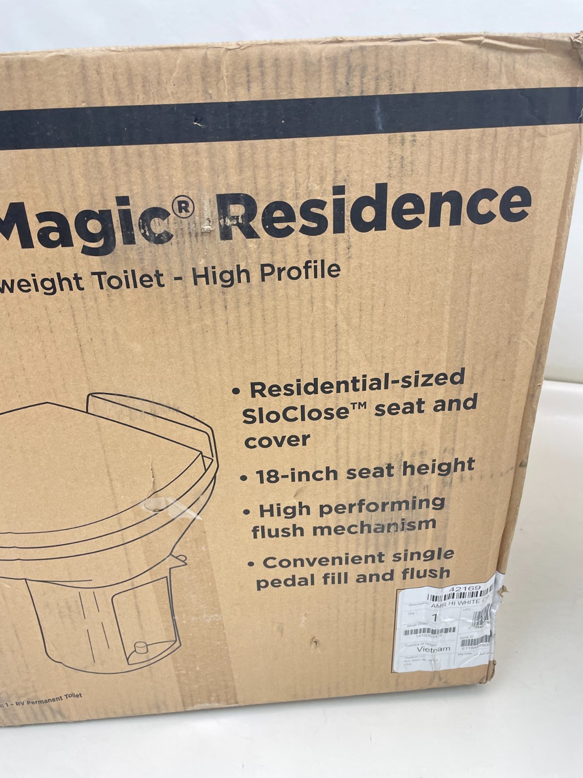 THETFORD 42169 AQUA MAGIC PREMIUM LIGHTWEIGHT HIGH PROFILE TOILET RV CAMPER