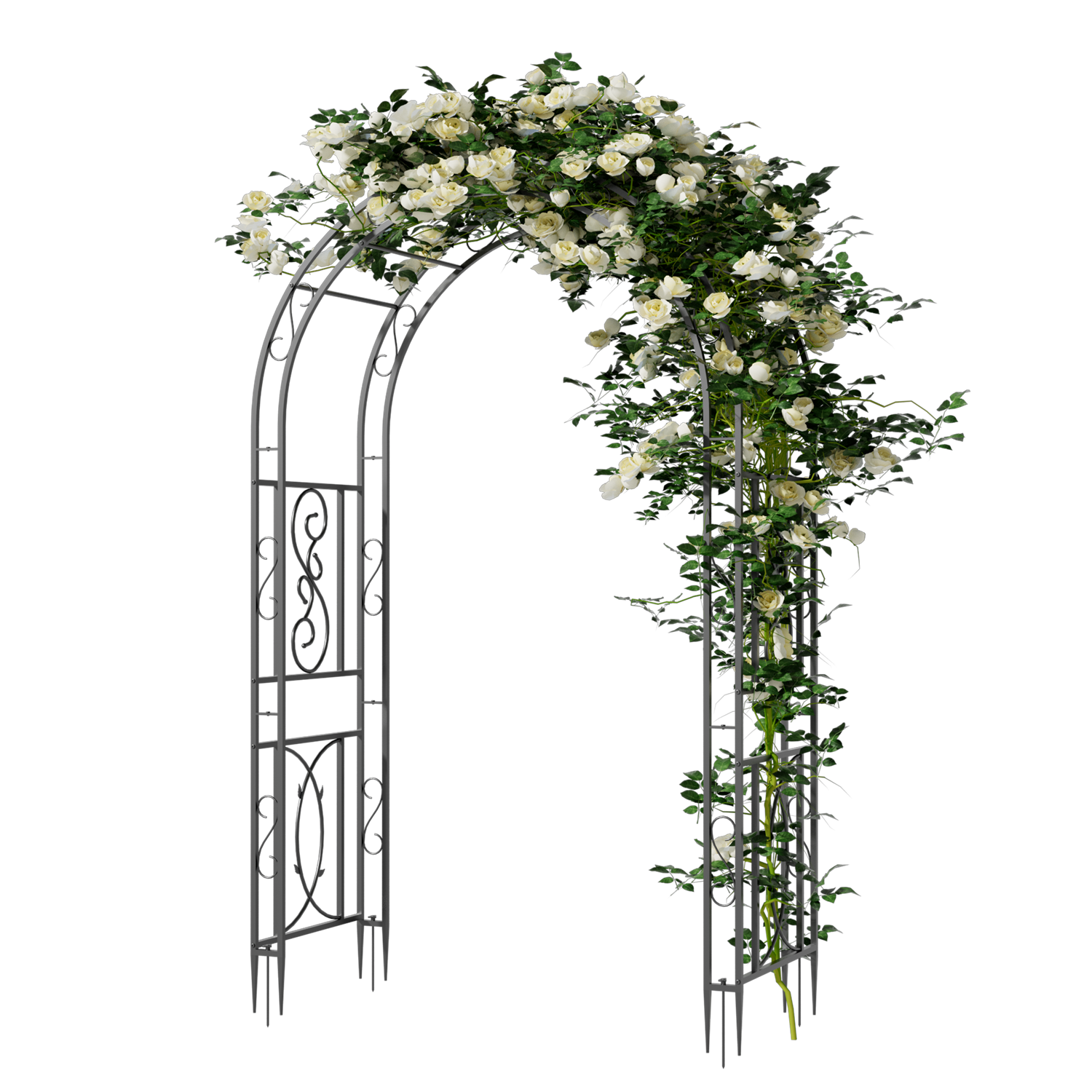 85 Inch Tall Outdoor Metal Garden Arch Trellis Gothic Arbor for Wedding Ceremony