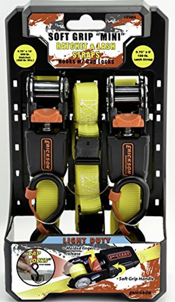 Erickson 31404 Soft Grip Mini Ratchet and Lash Strap , 2 Pack