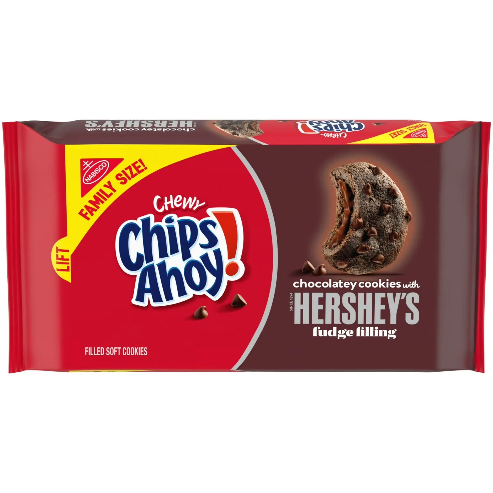 CHIPS AHOY! Chewy Chocolatey Hershey's Fudge Filled Soft Chocolate Chip 14.85 oz