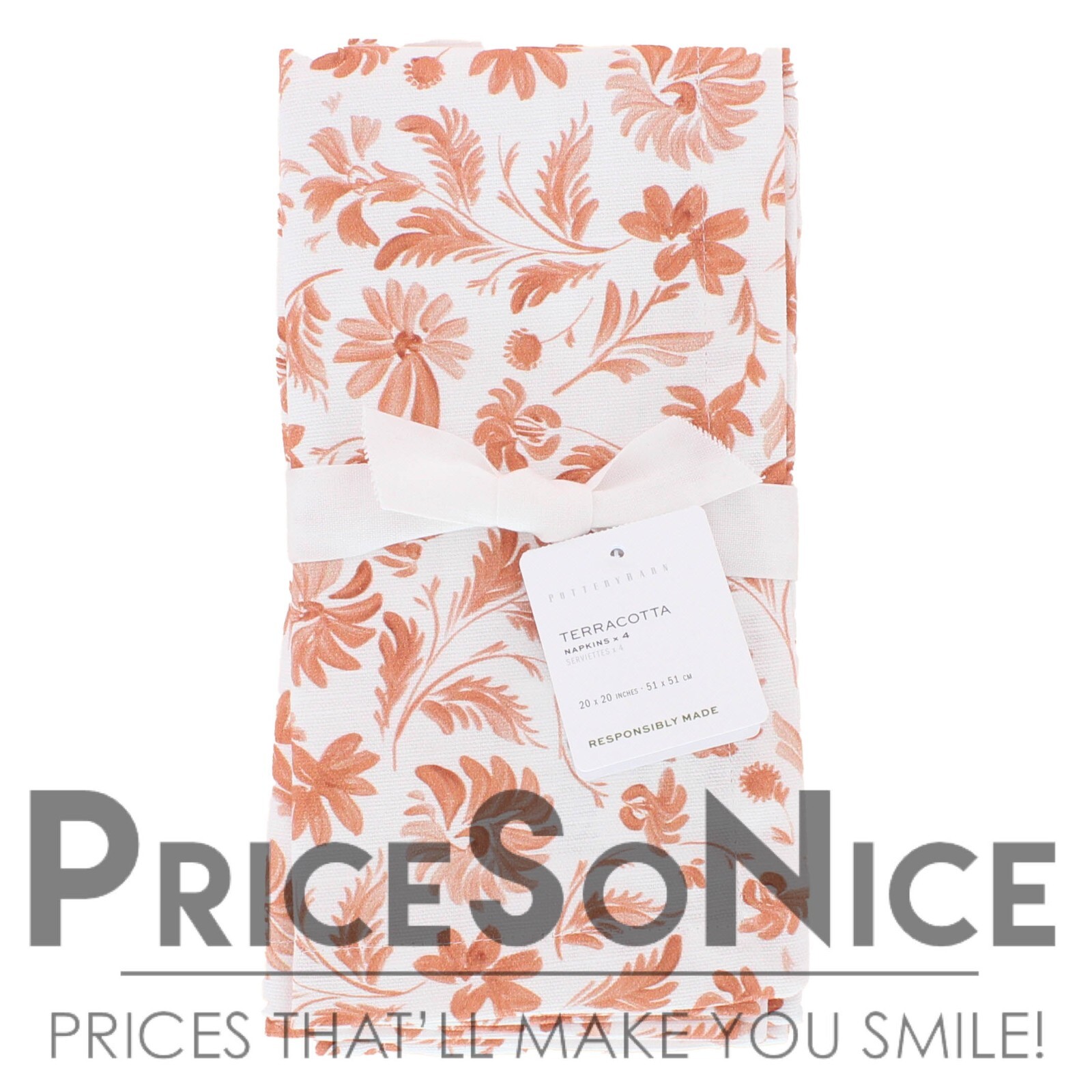 Pottery Barn Terracotta Cotton Napkins - Set of 4 MSRP $48.00