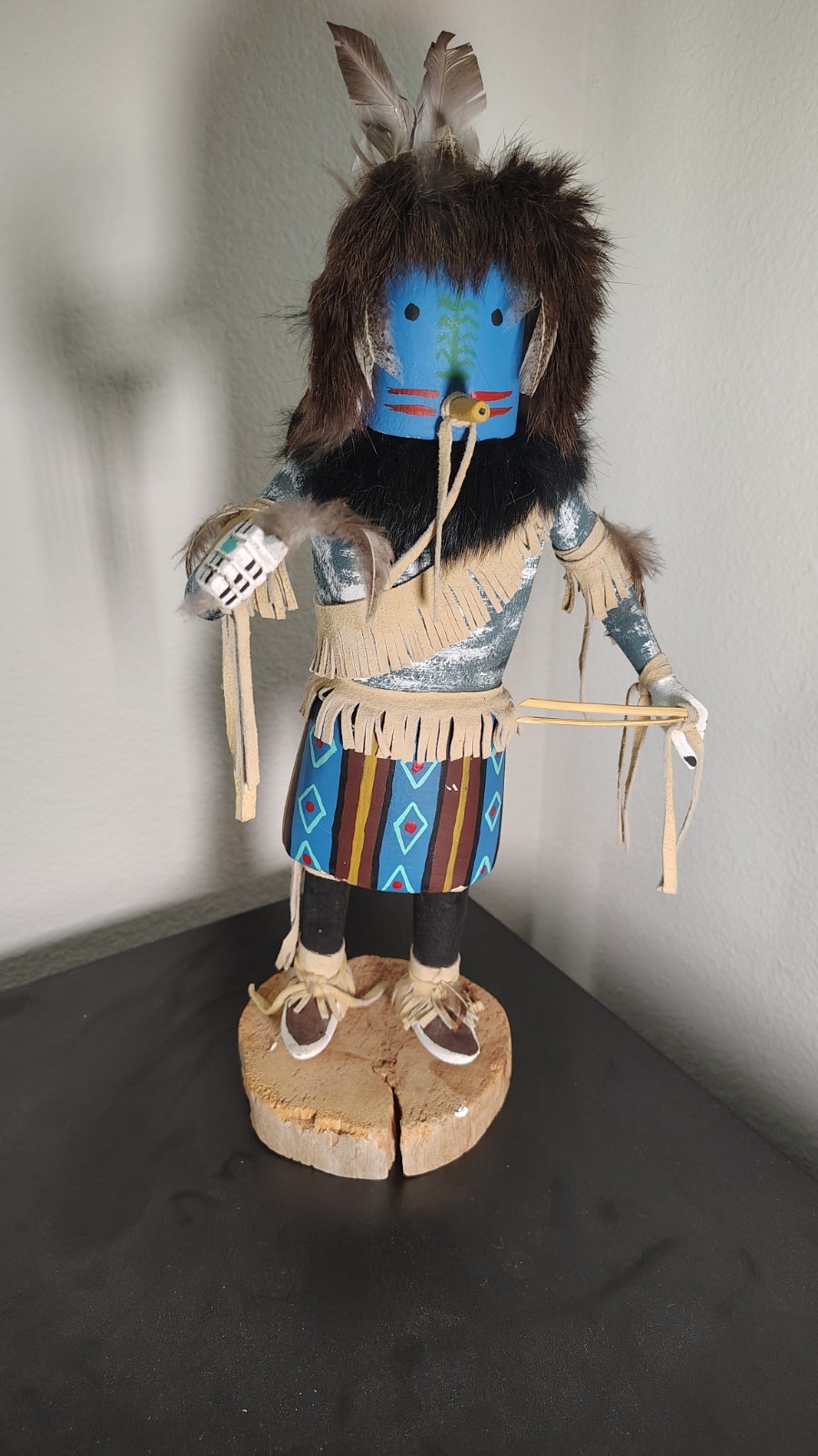13" Signed Jean Yazzie Navajo Ya’i Corn Dancer Kachina Doll Hand Carved Wood