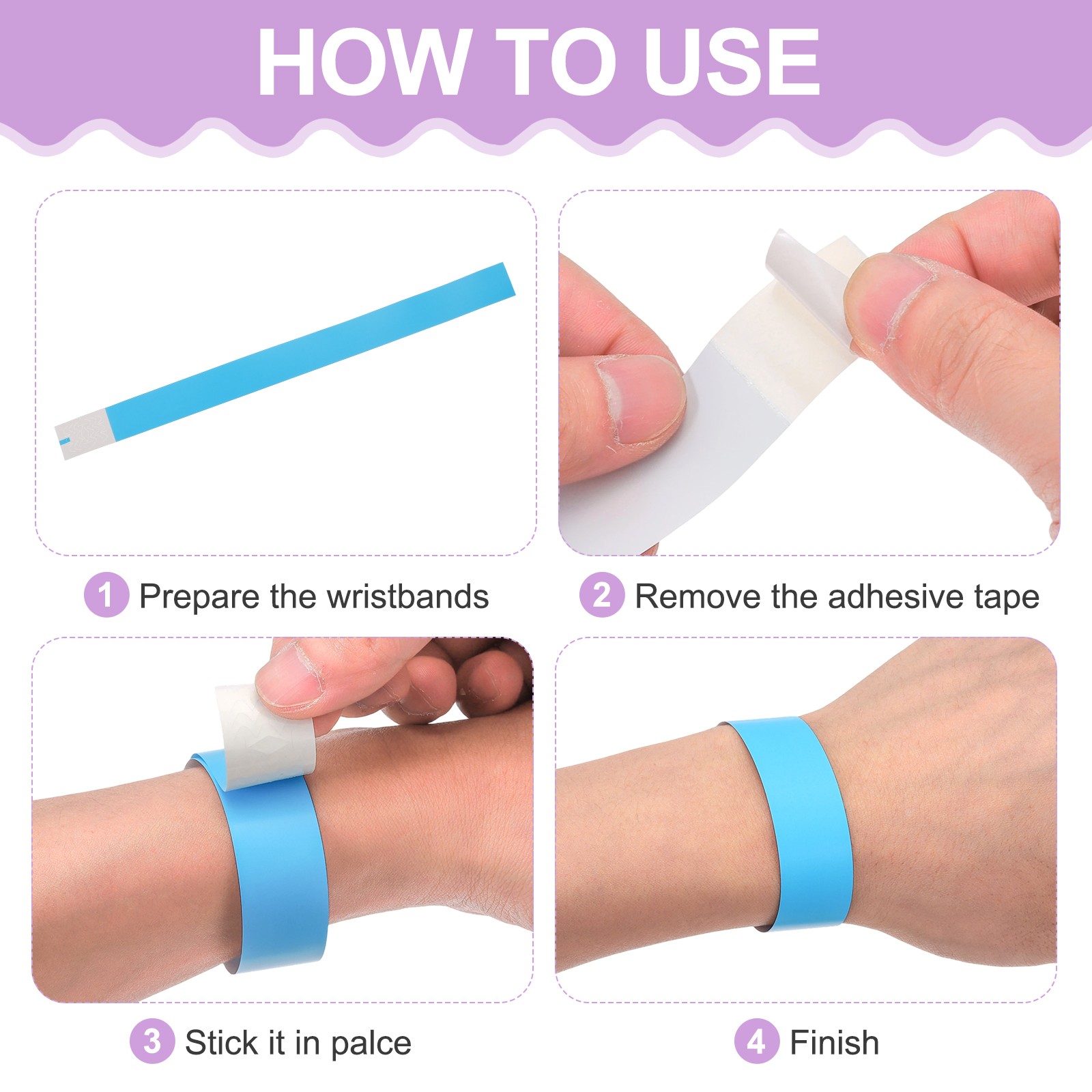 100Pcs Paper Wristbands for Events, Waterproof Hand Bands, White