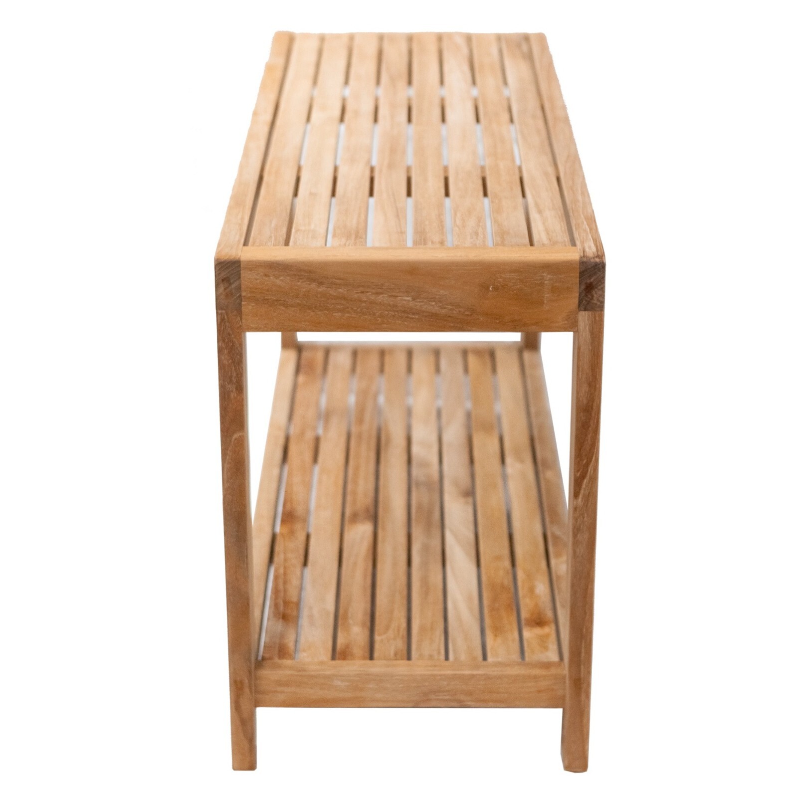 Nordic Style Natural Teak Wood Shower and Bath Spa Bench with Shelf - 35"