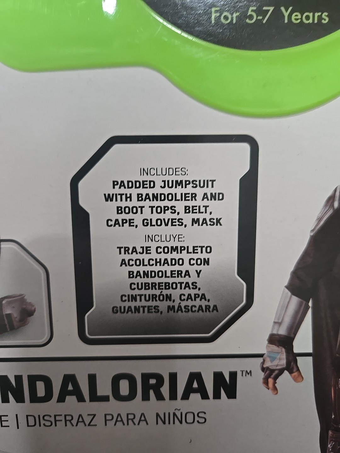 STAR WARS THE MANDALORIAN CHILDS HALLOWEEN COSTUME SZ M 8-10 GLOVES BELT MASK