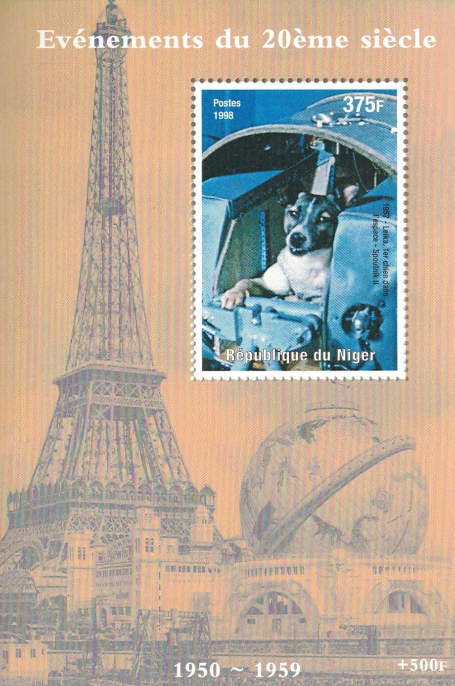 Laika Soviet space dog 1998 MNH stamp sheetlet