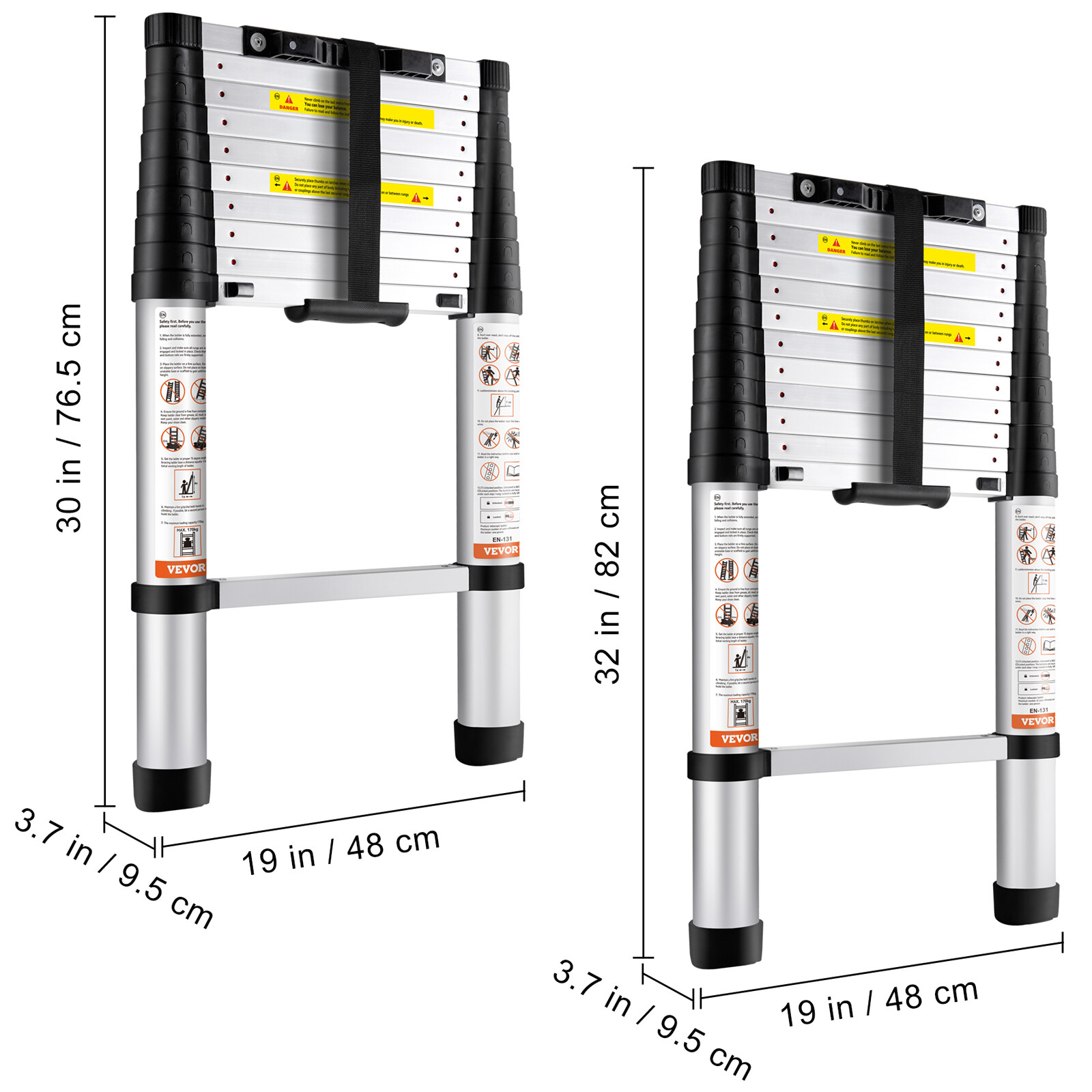 VEVOR Telescoping Ladder Aluminum Extension Step10.5/12.5 ft Multi-use Portable